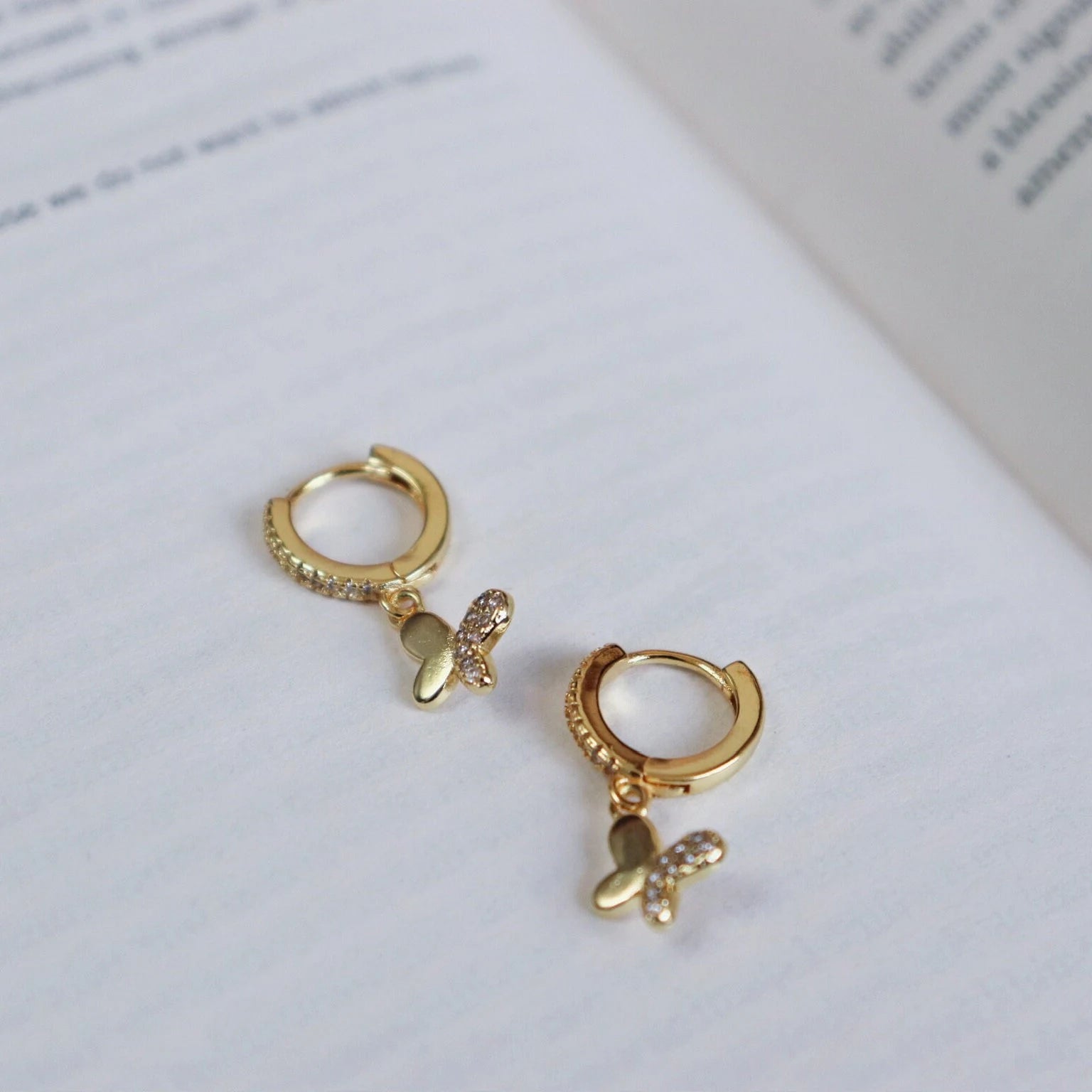 Dangling Butterfly Hoop Earrings