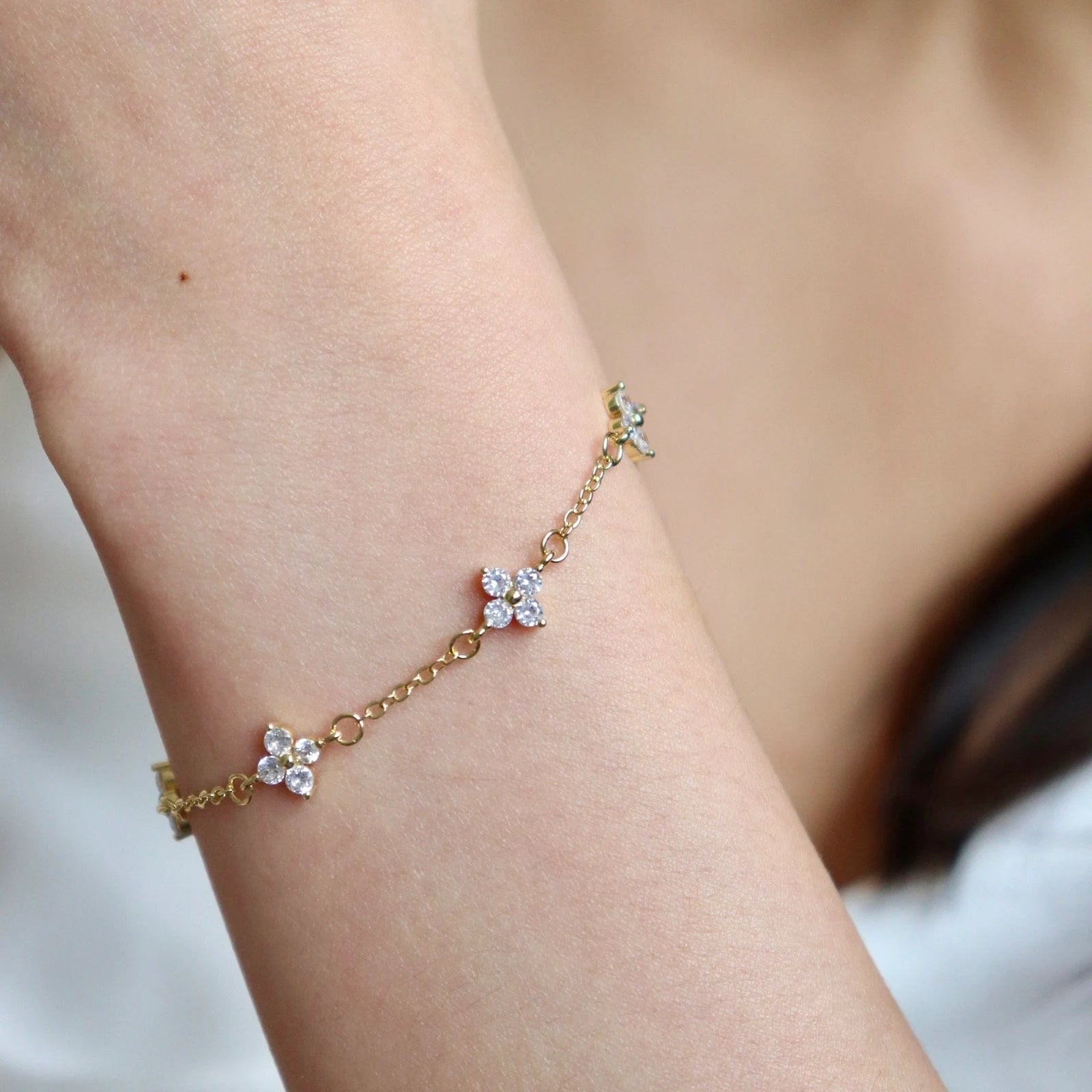 White Clover Lucky Charm Bracelet