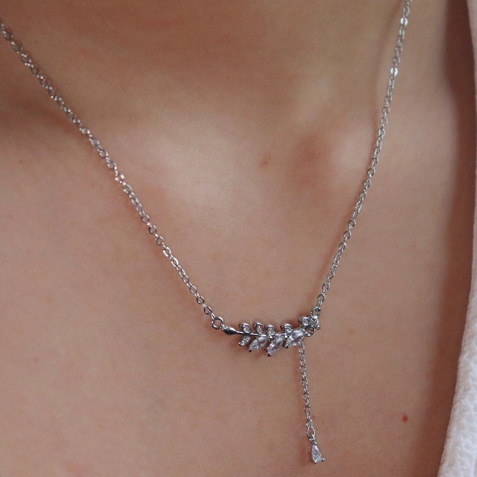 Dainty Leaf Pendant Necklace by Mia Meilleur