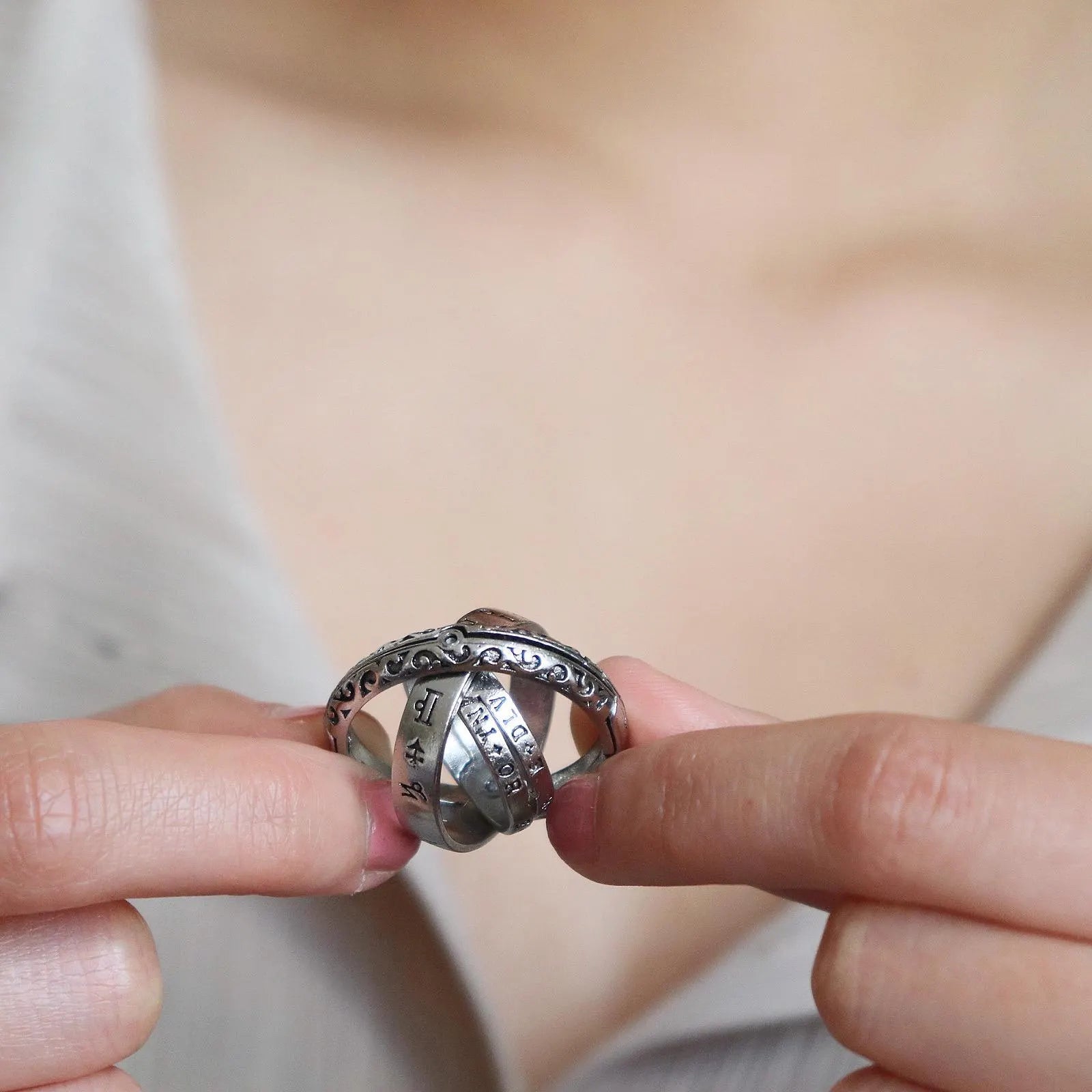 Vintage Astronomical Sphere Ring, Foldable Astronomical Ball Ring