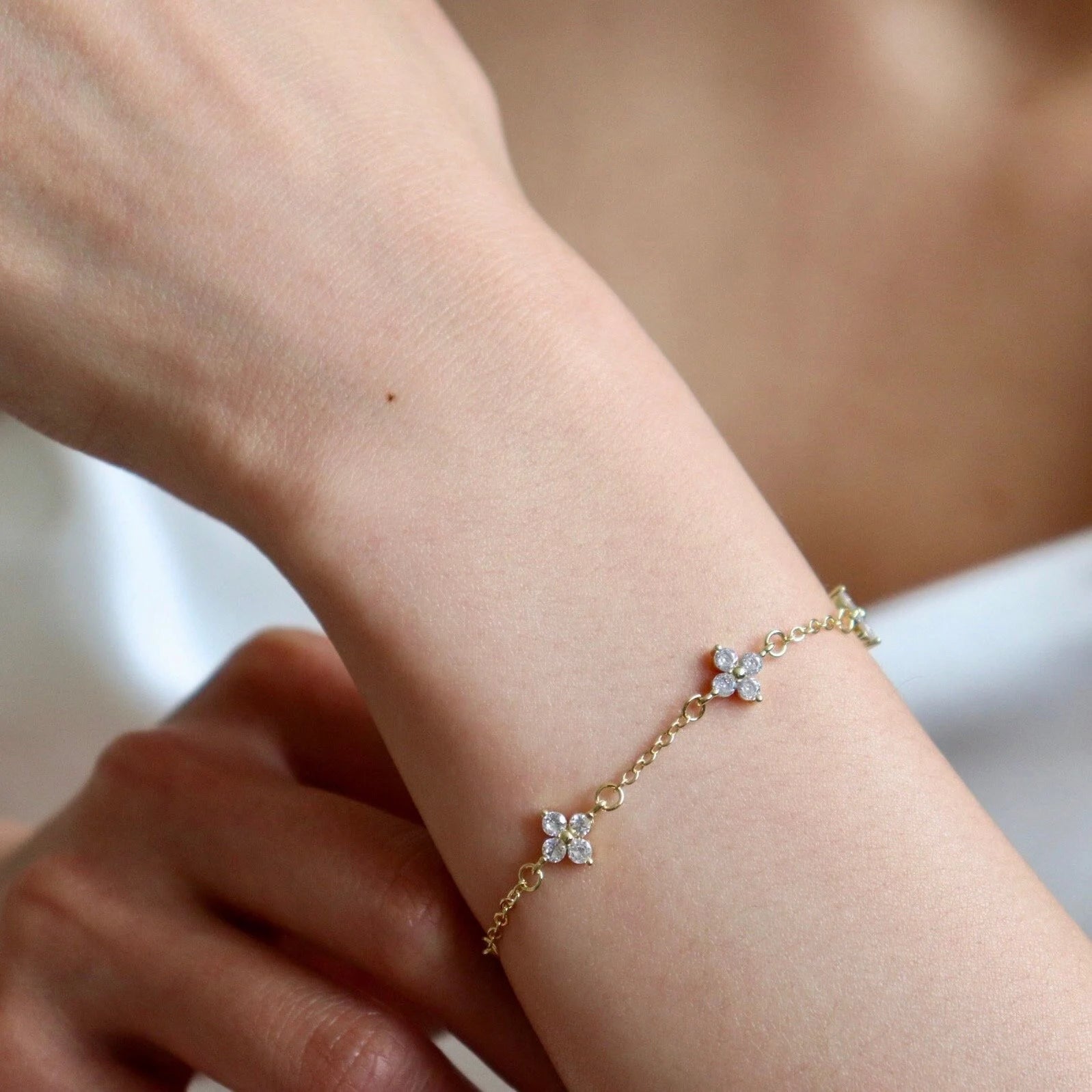 White Clover Lucky Charm Bracelet