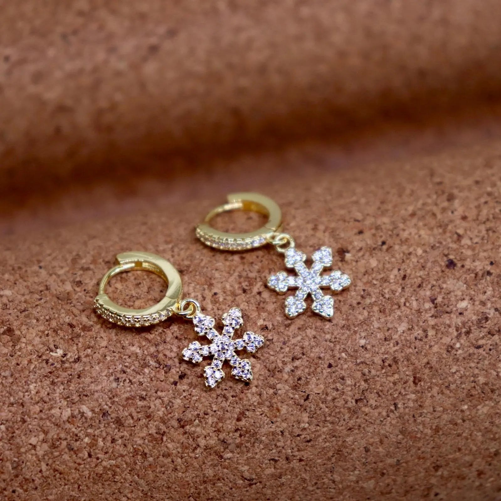 Snowflake Pave Huggie Earrings