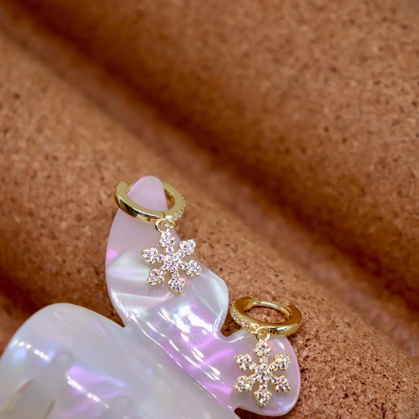 Snowflake Pave Huggie Earrings