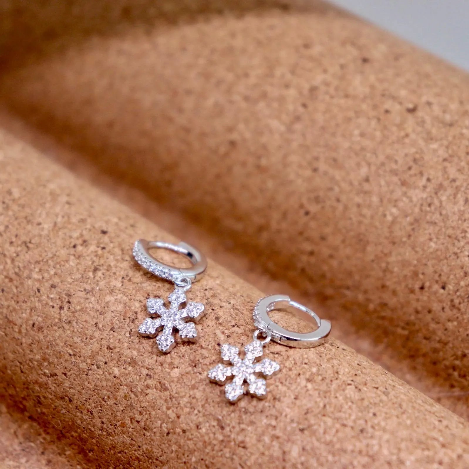 Snowflake Pave Huggie Earrings