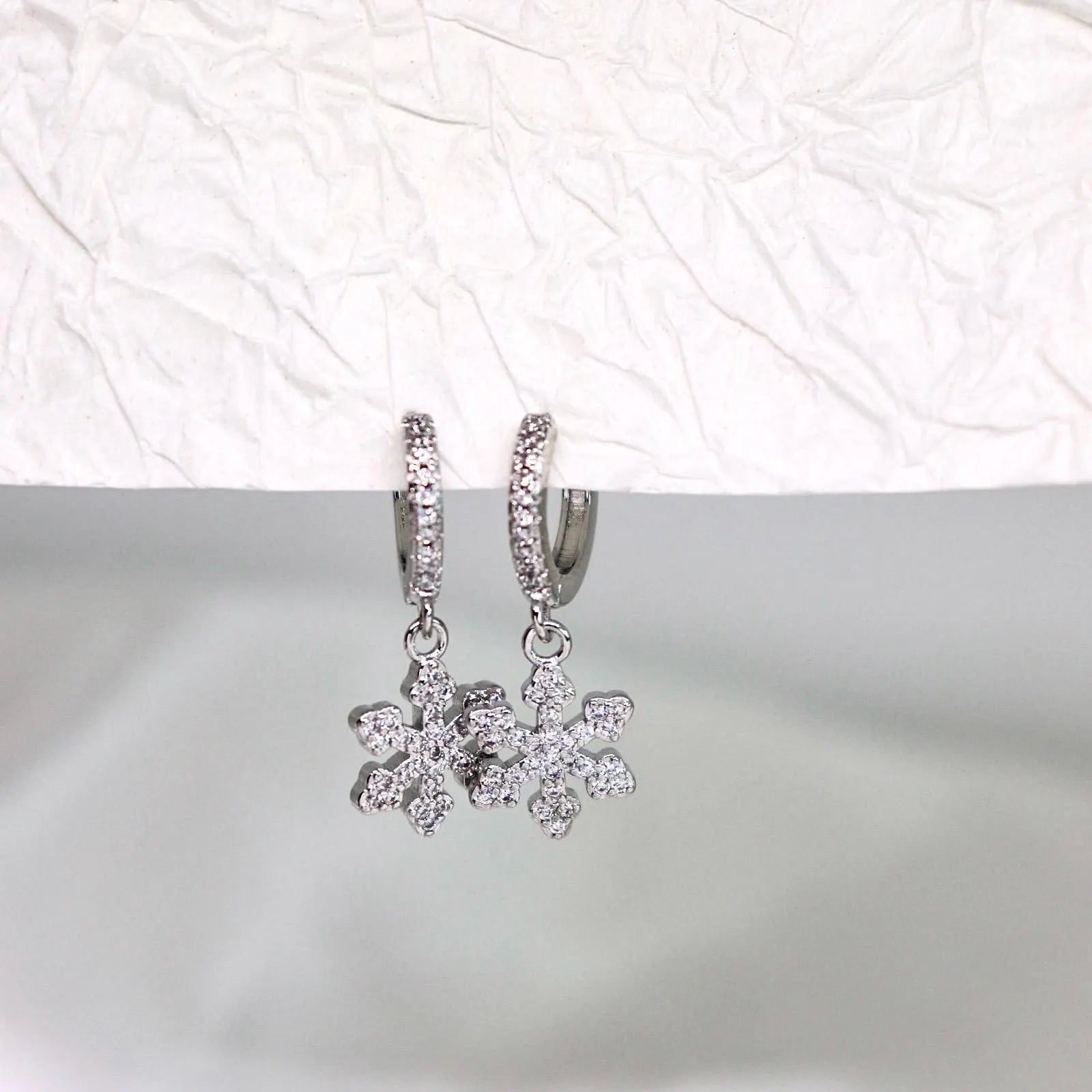 Snowflake Pave Huggie Earrings