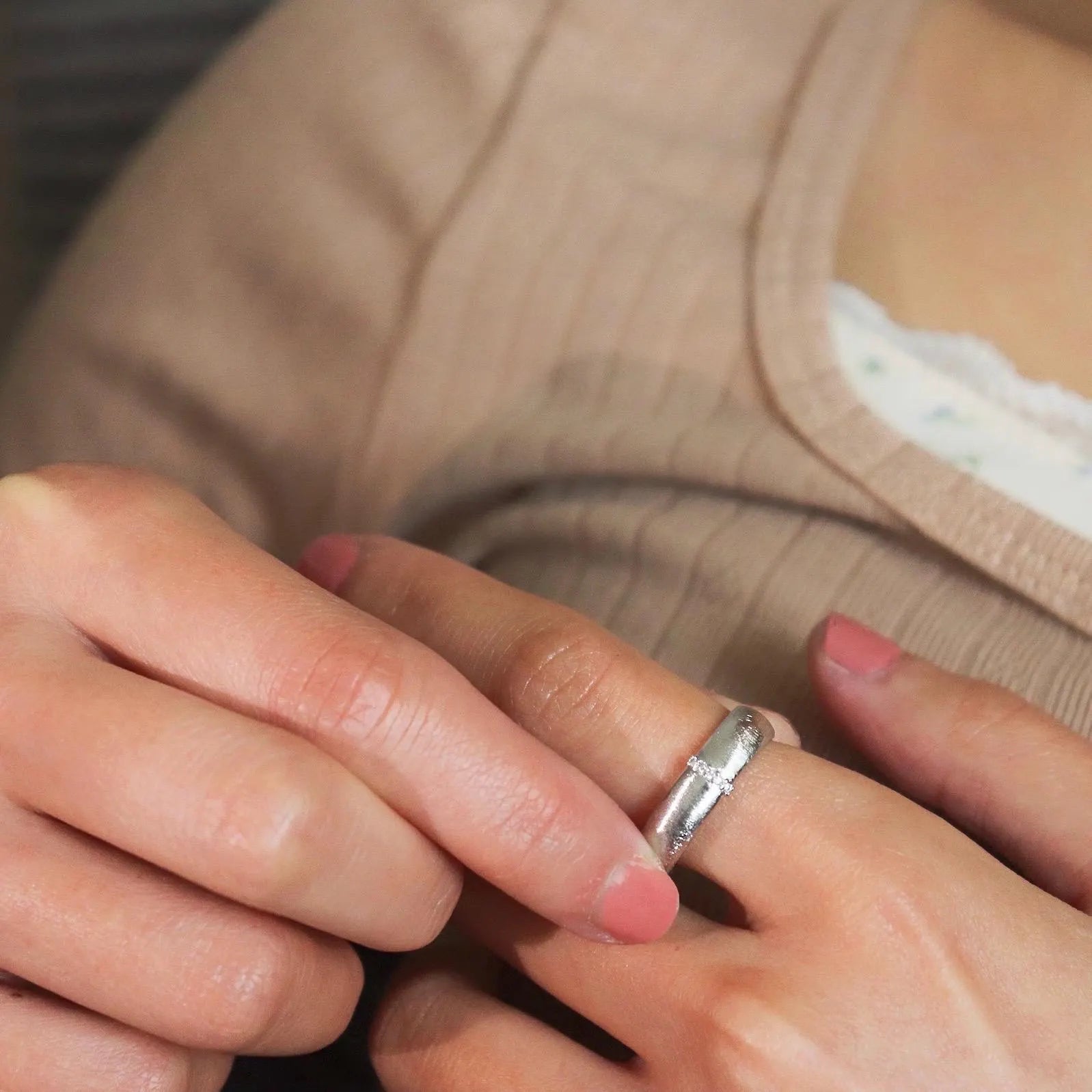 Bold Dome Brushed Silver Ring