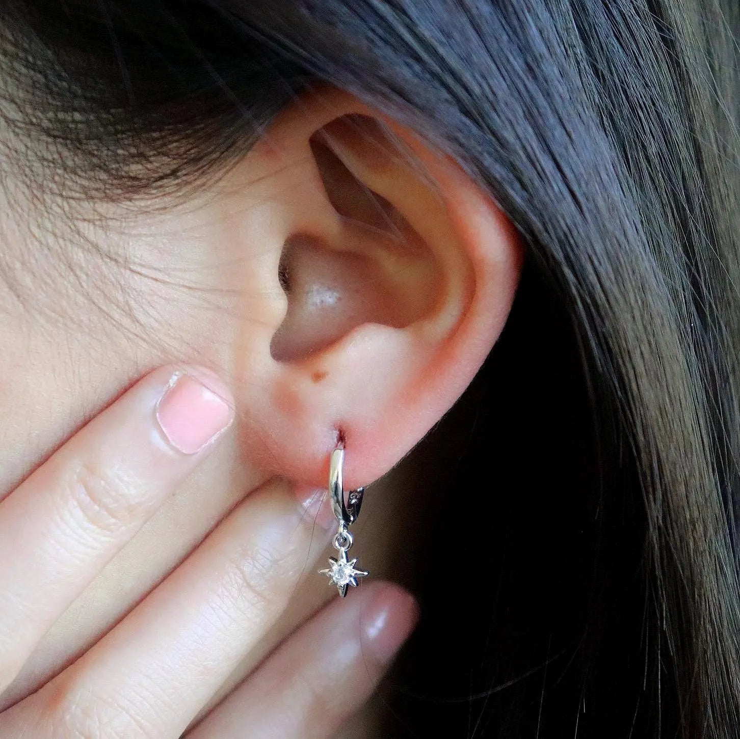 Dainty Star Hoop Earring