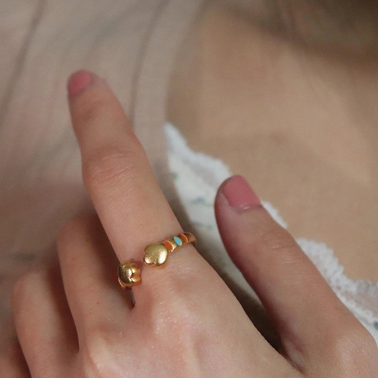 Gold Matt Brushed Bow Ring