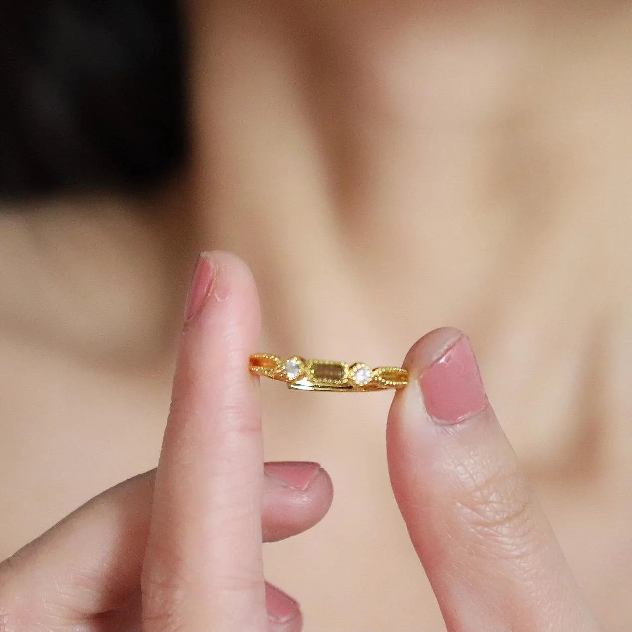 Dainty Peridot Gold Ring