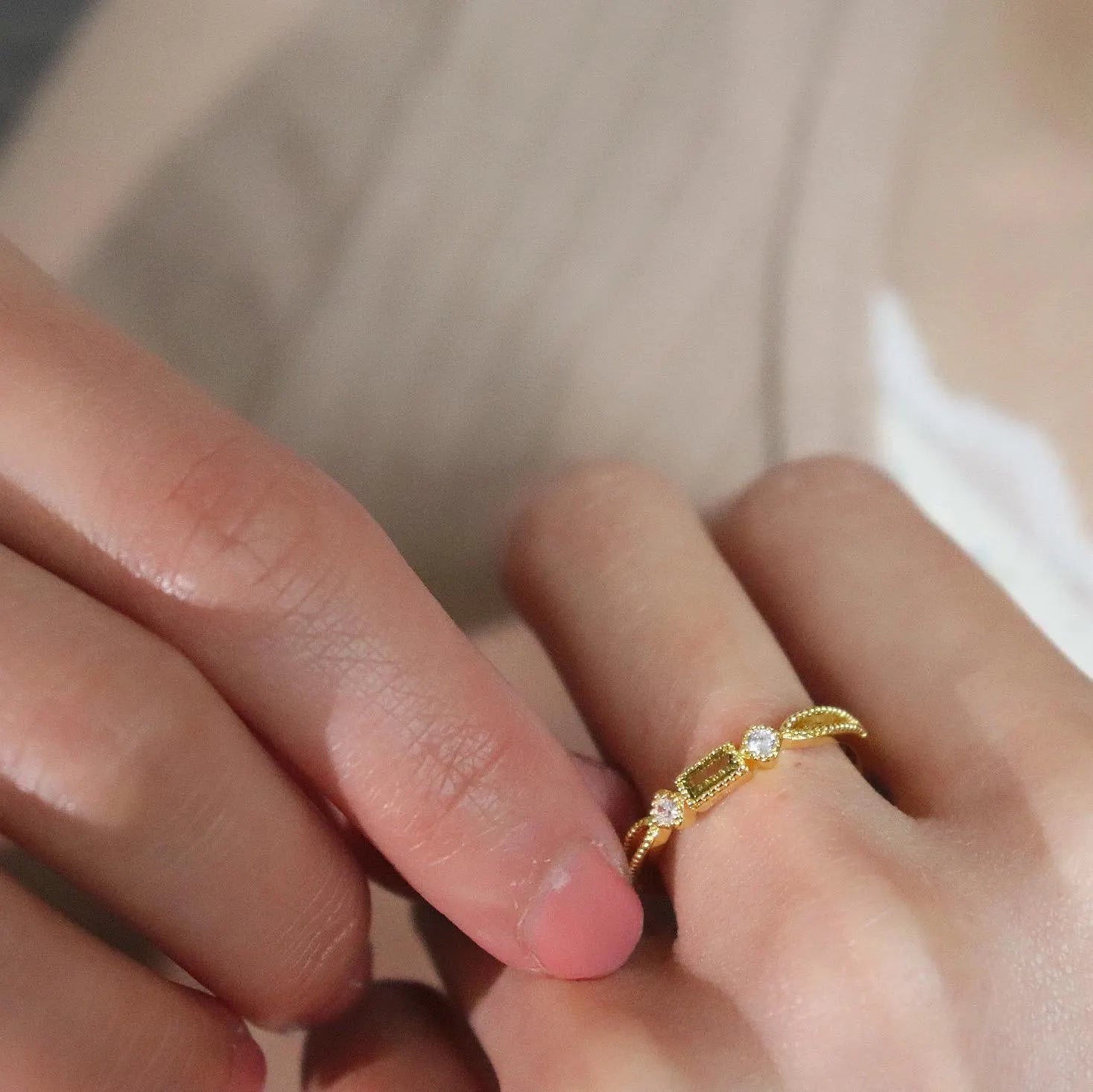 Dainty Peridot Gold Ring
