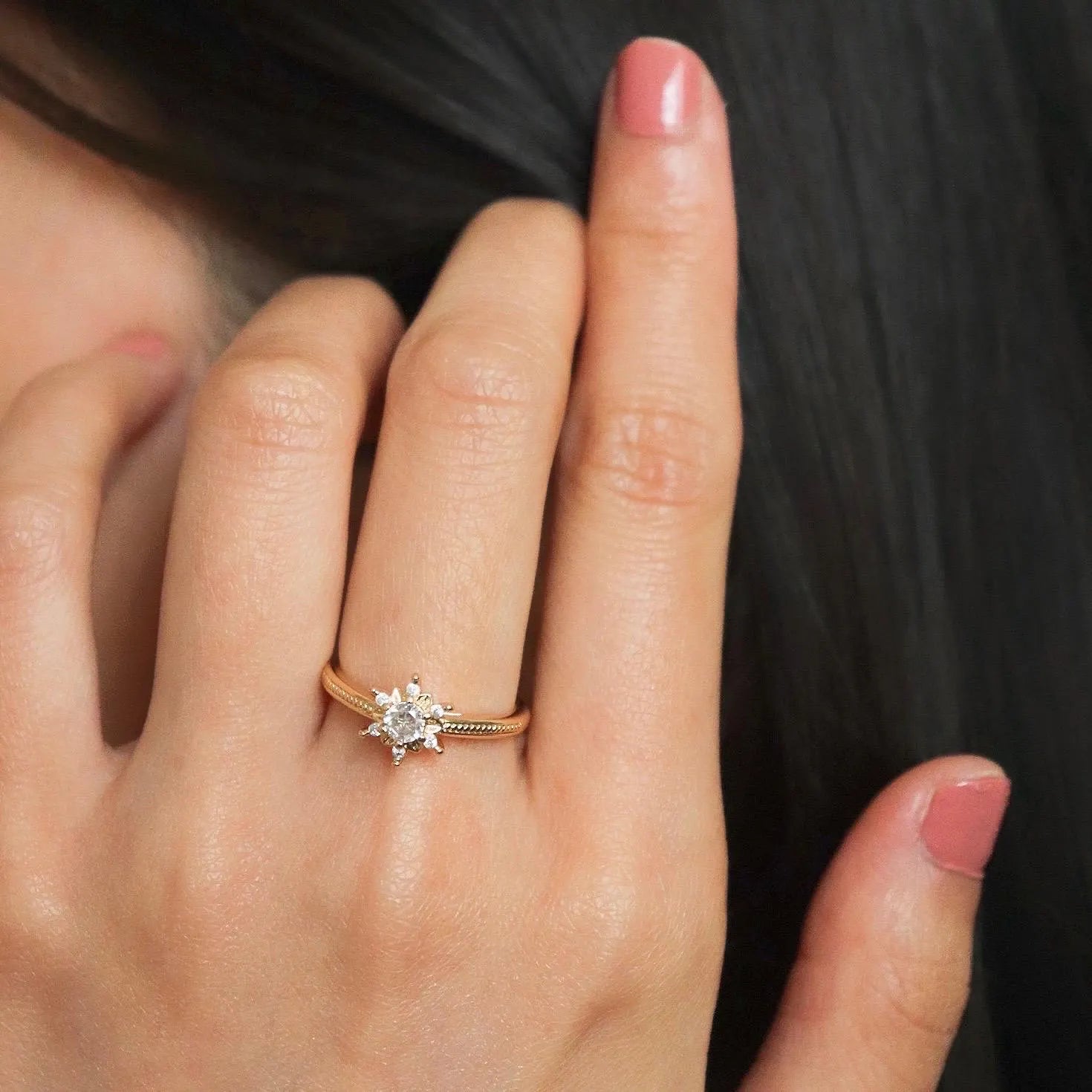 Dainty Snowflake Diamond Cluster Ring