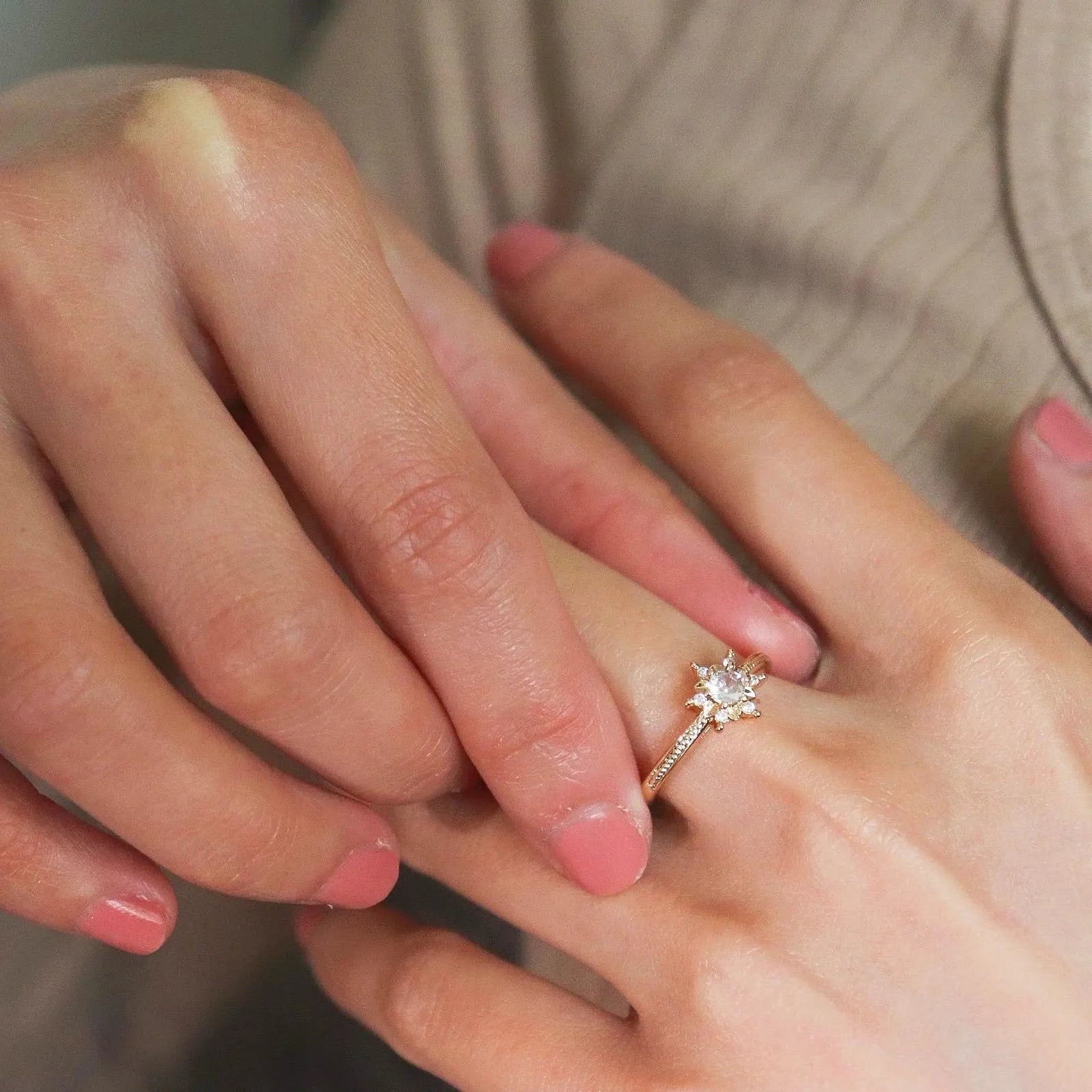 Dainty Snowflake Diamond Cluster Ring