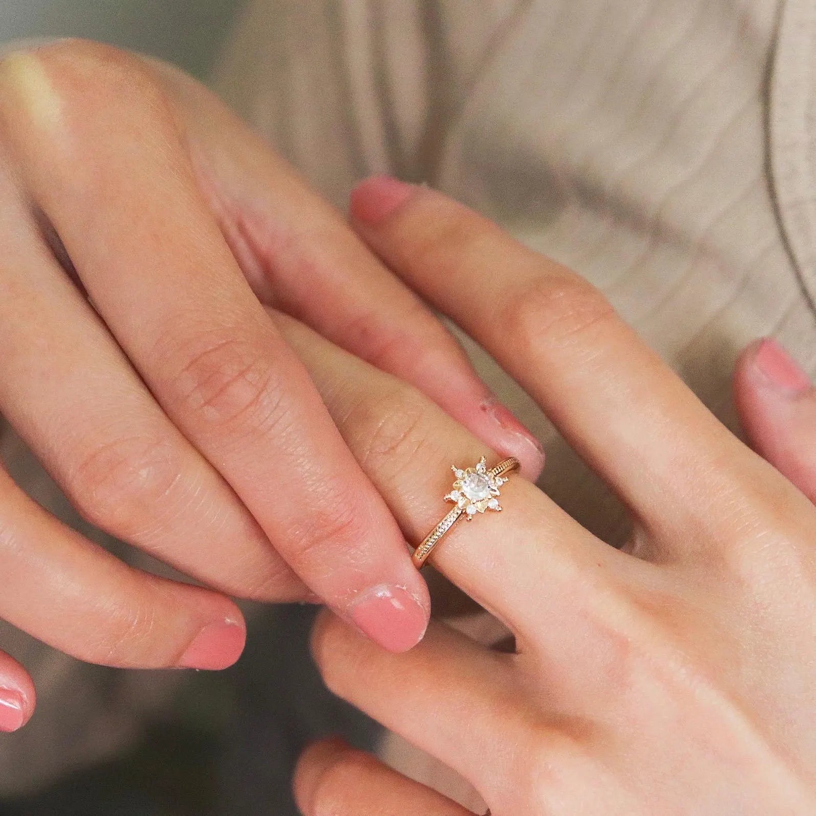 Dainty Snowflake Diamond Cluster Ring