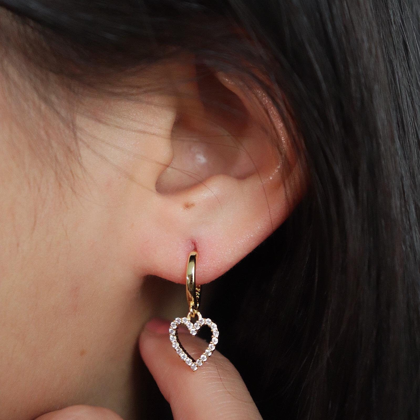 Dangle Heart Drop Earrings