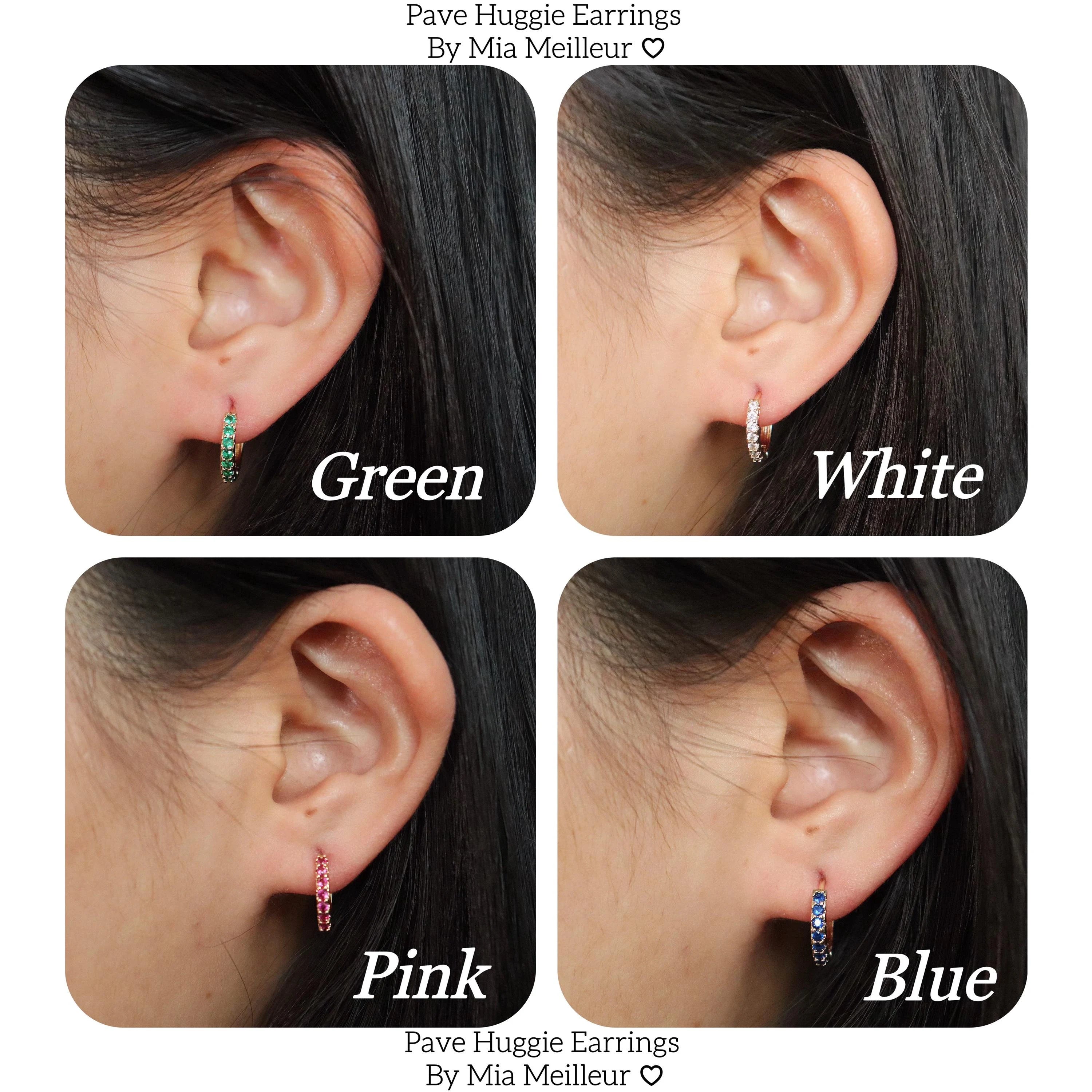 Pave Huggie Hoop Earrings