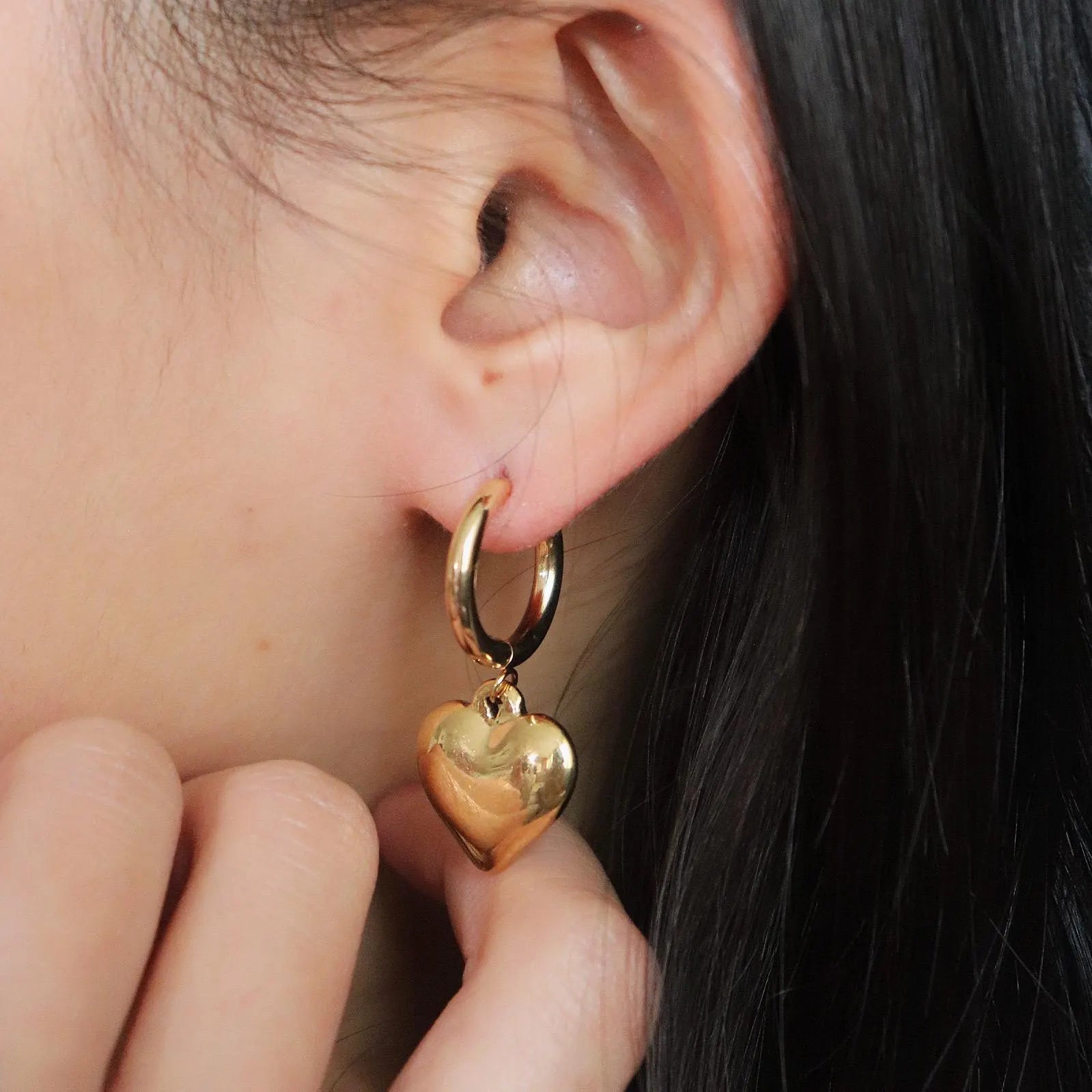 Puff Heart Drop Earrings