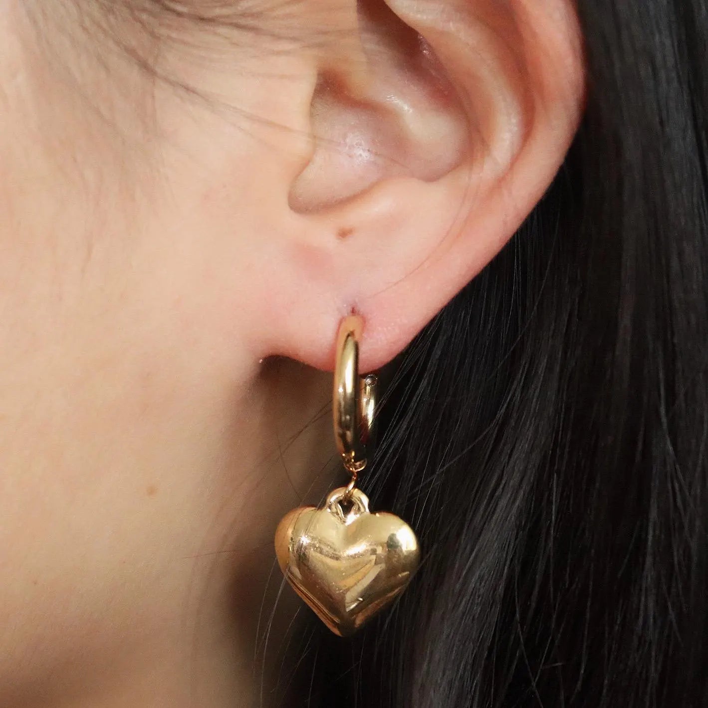Puff Heart Drop Earrings