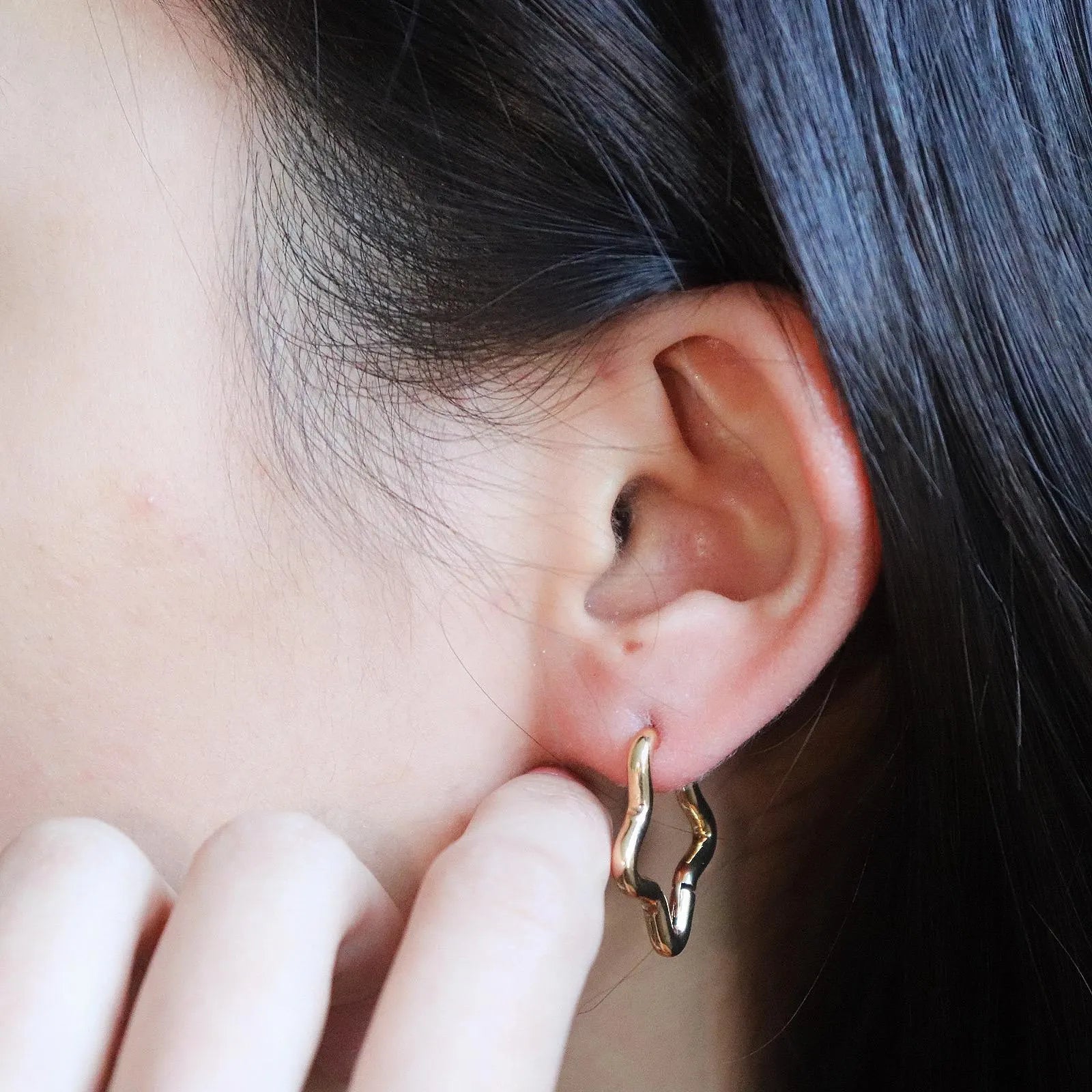 Minimalist Star Shaped Hoop Earring