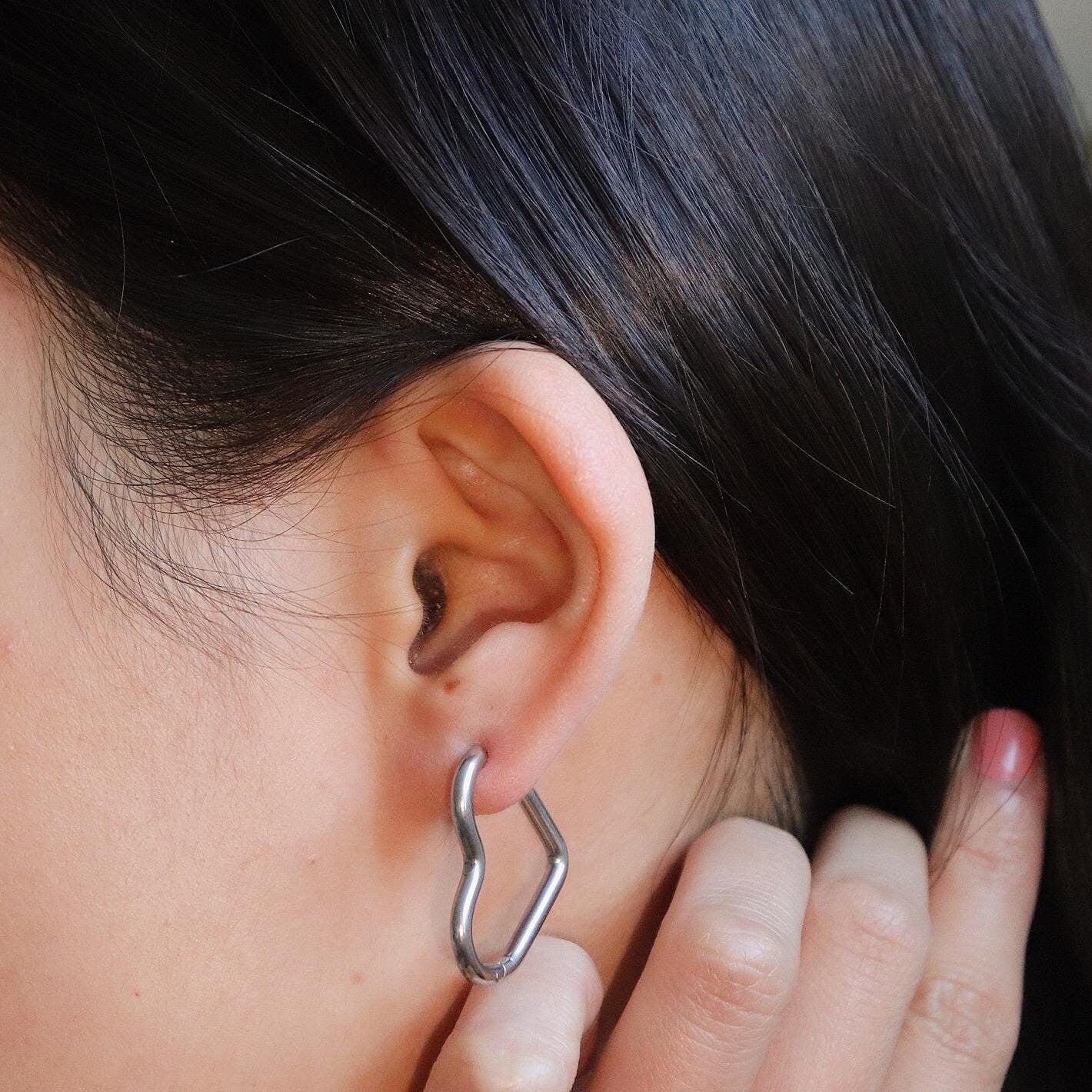 Minimalist Heart Shaped Hoop Earrings