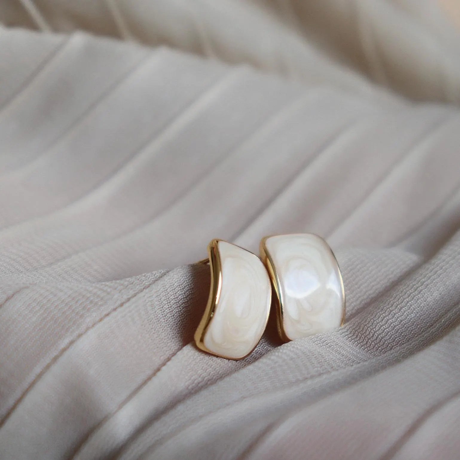 Minimalist Enamel C Hoop Earrings