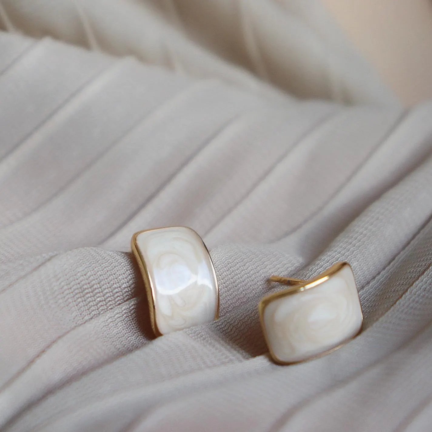 Minimalist Enamel C Hoop Earrings