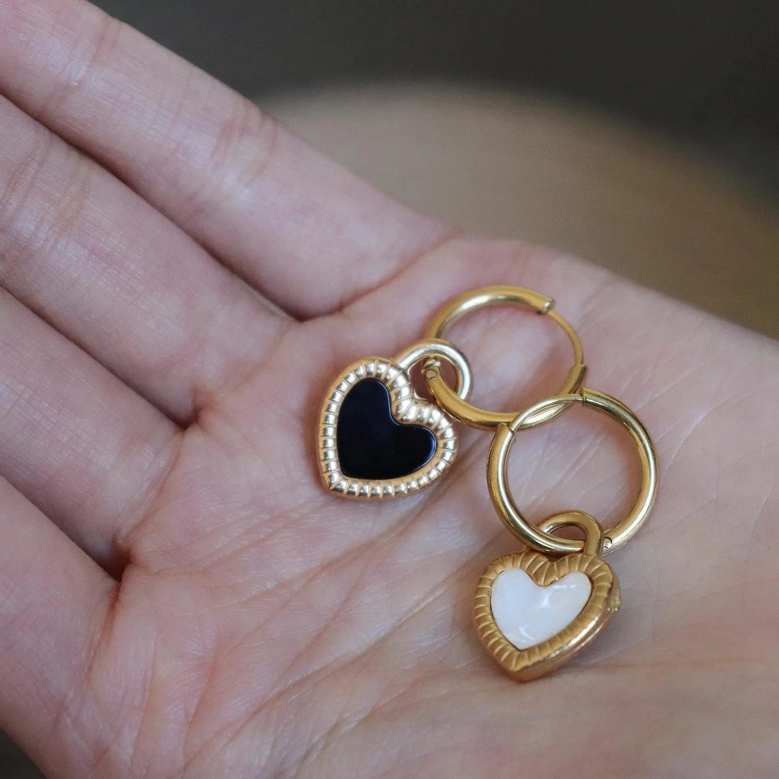 Dangle Heart Charm Hoop Earrings