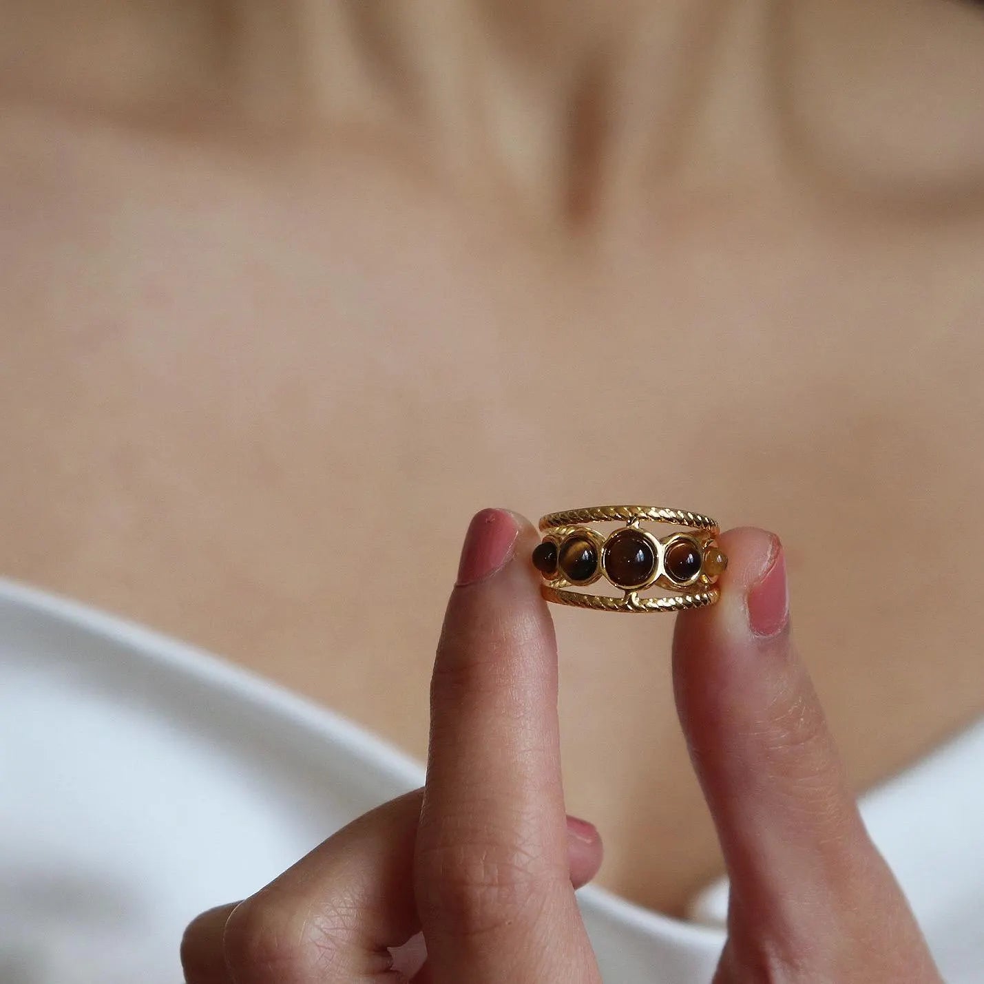 Tiger’s Eye Open Ring