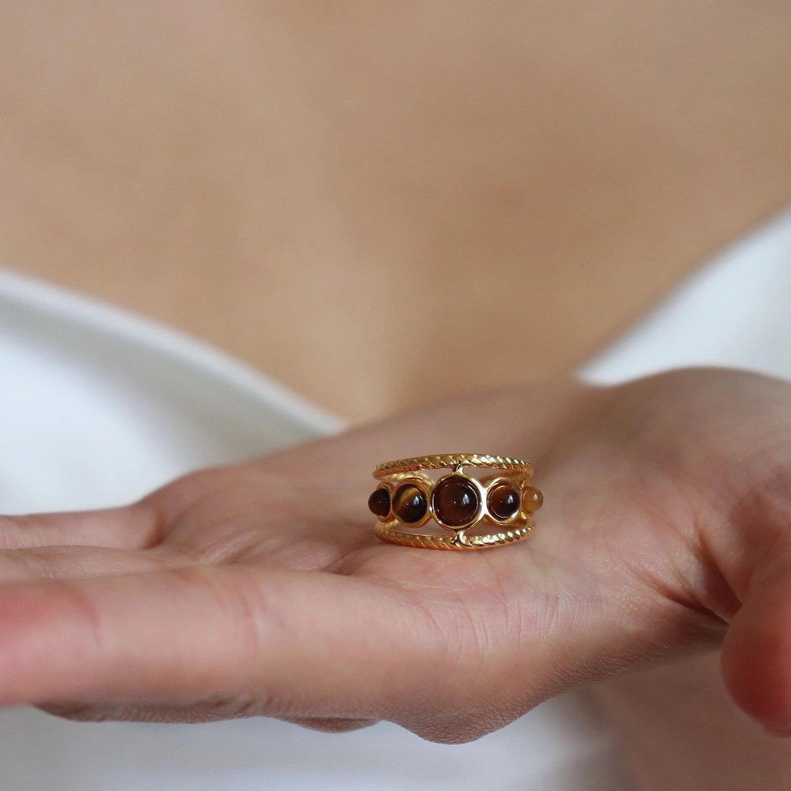 Tiger’s Eye Open Ring