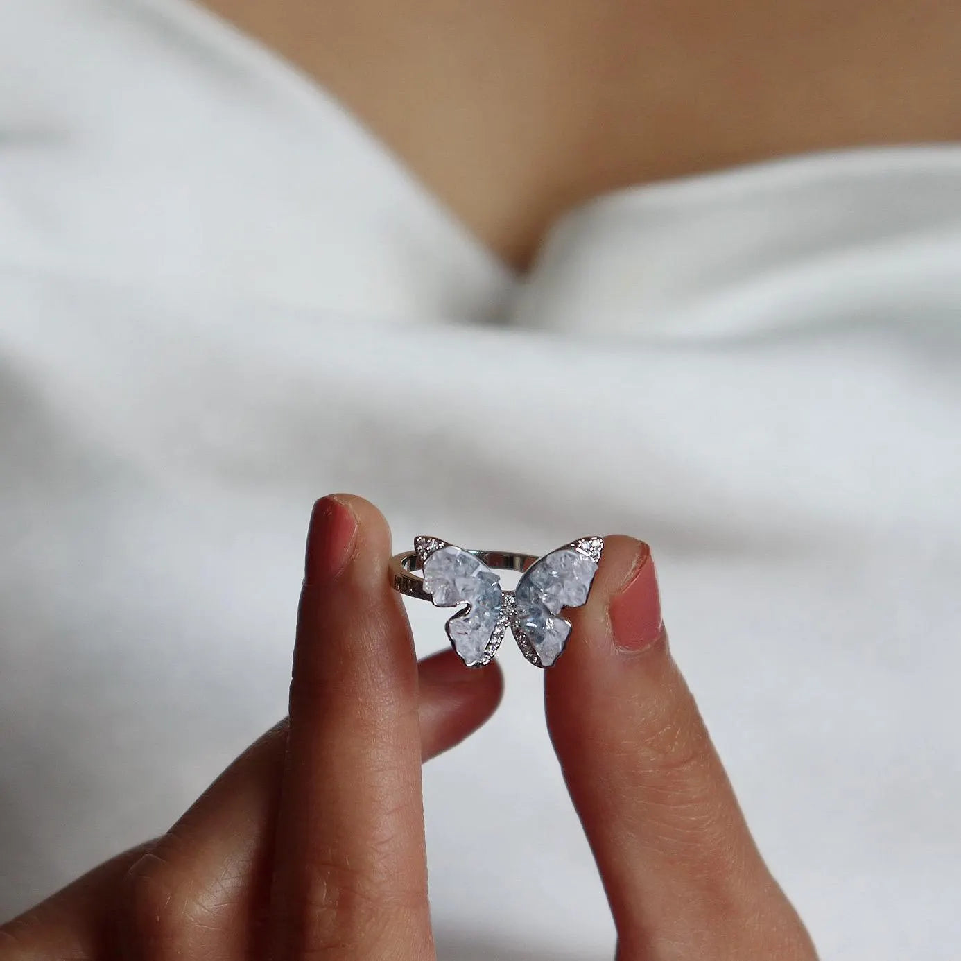 Blue Butterfly Open Ring