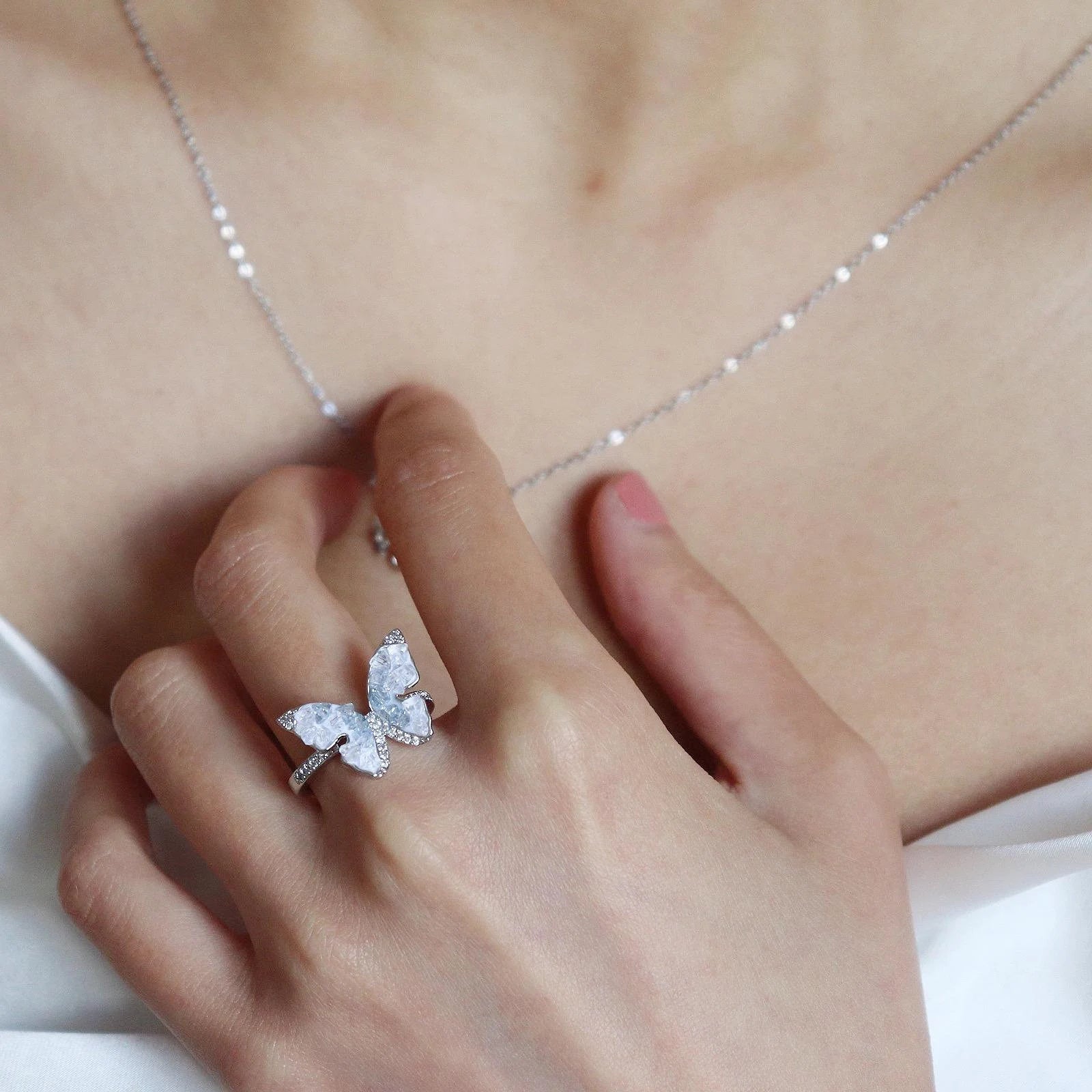 Blue Butterfly Open Ring