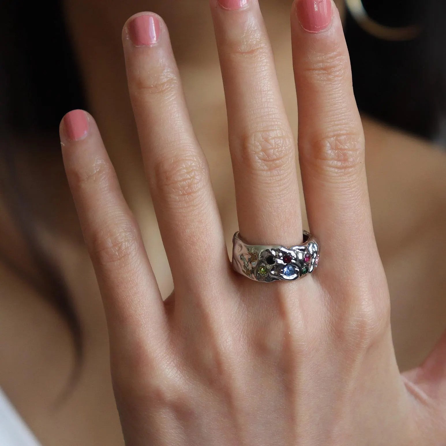 Vintage Multicolored Gemstone Ring MR068