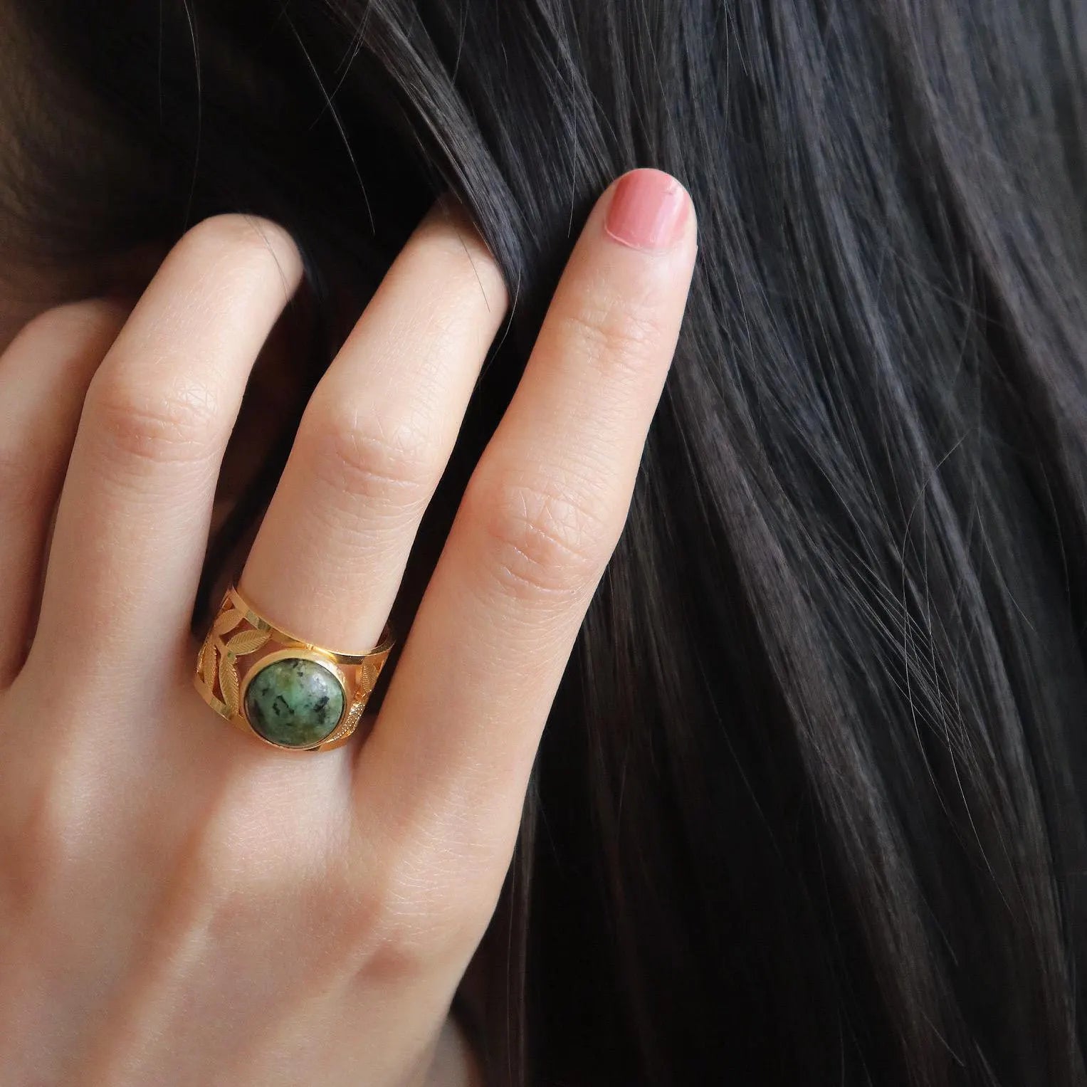 Vintage Turquoise Leaf Ring