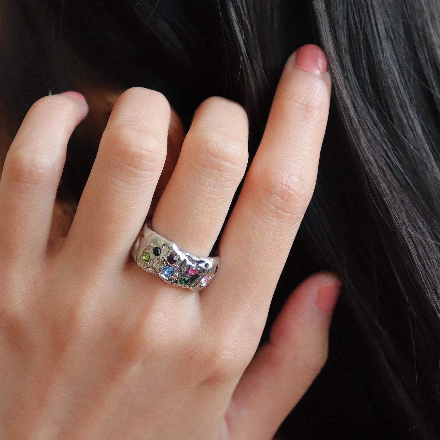 Vintage Multicolored Gemstone Ring MR068