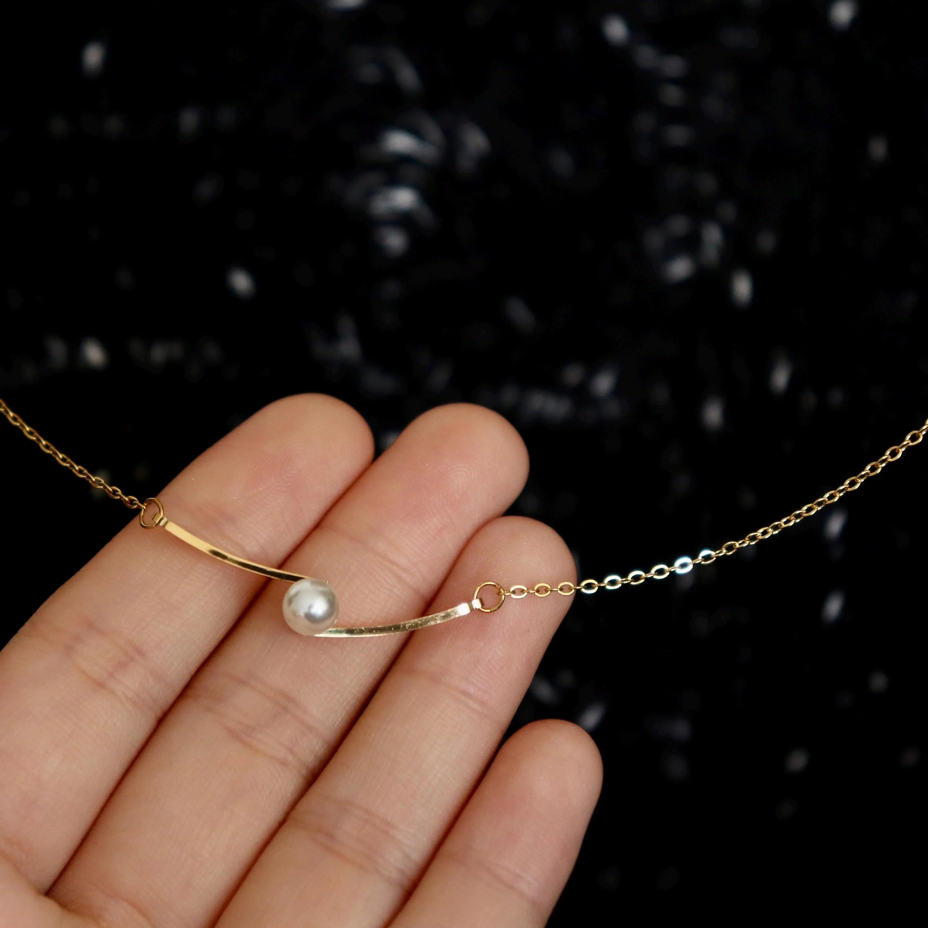 Minimalist Pearl Charm Necklace