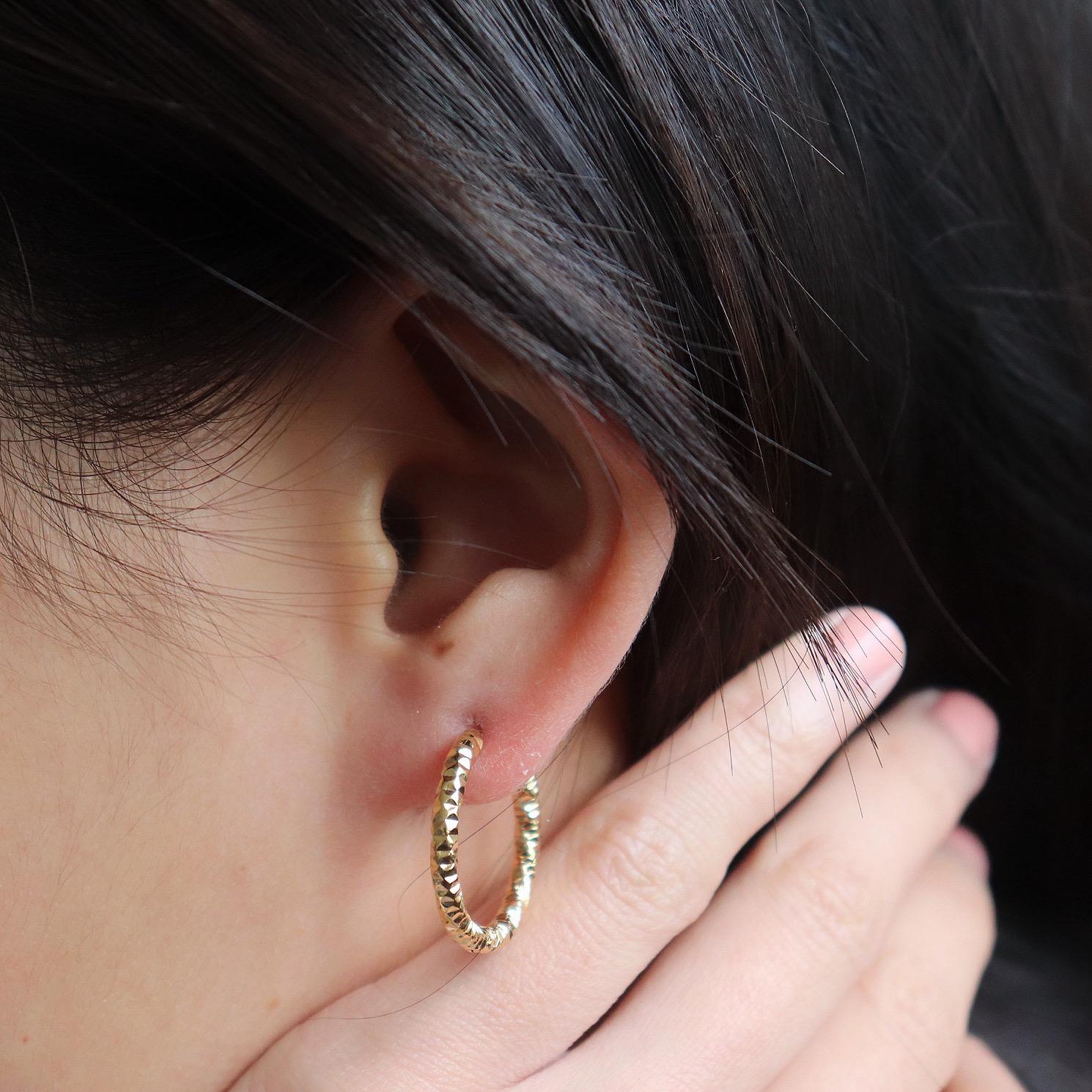 Textured Gold Hoop Earrings