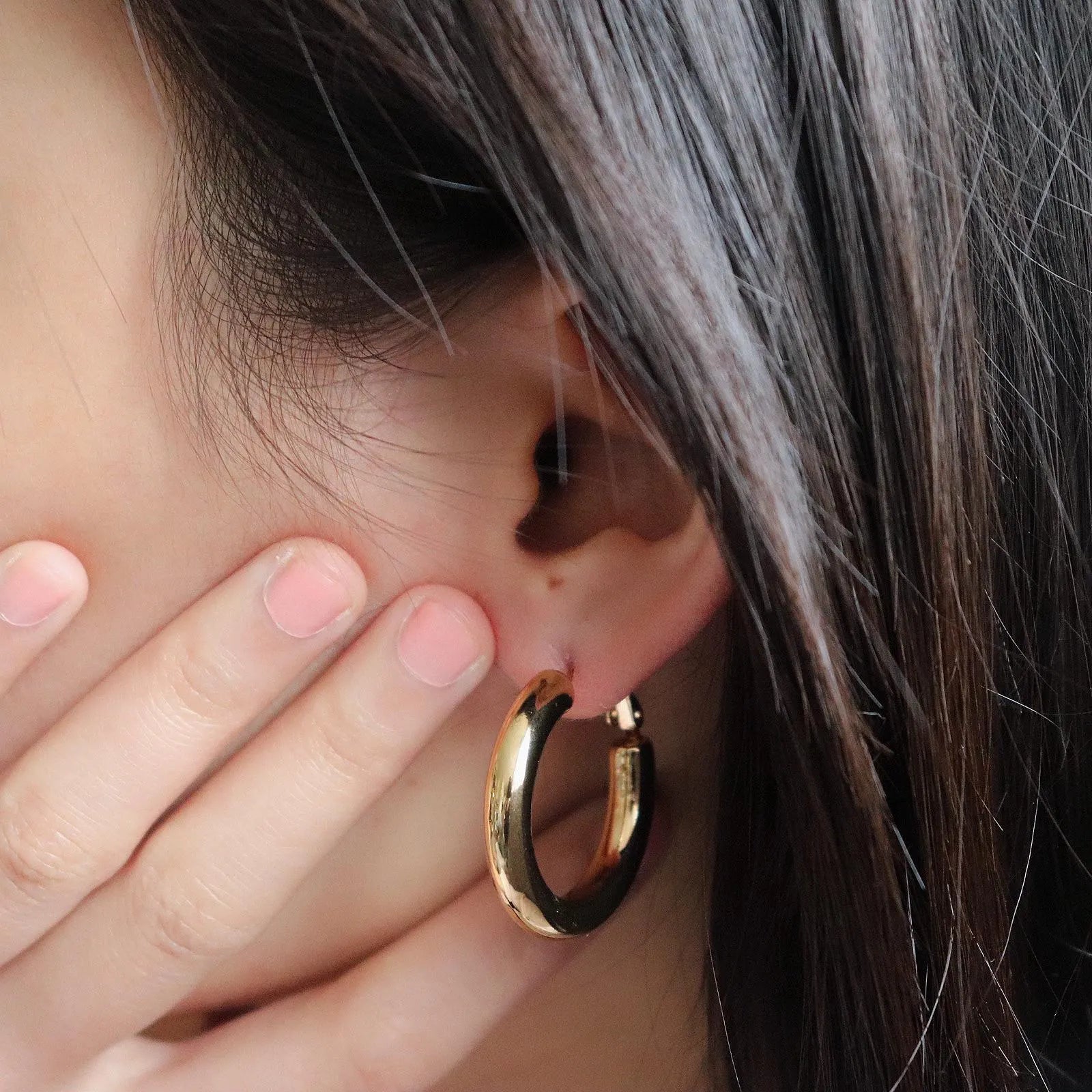 Chunky Round Tube Hoop Earrings