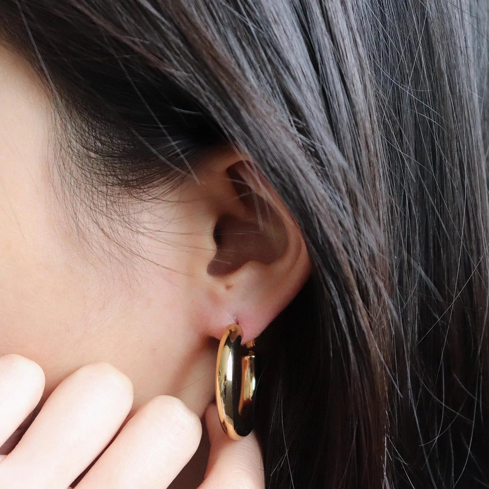 Chunky Round Tube Hoop Earrings