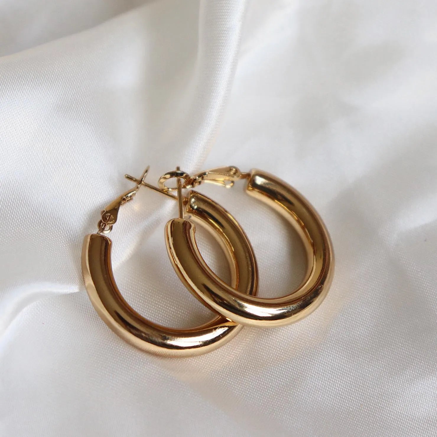 Chunky Round Tube Hoop Earrings