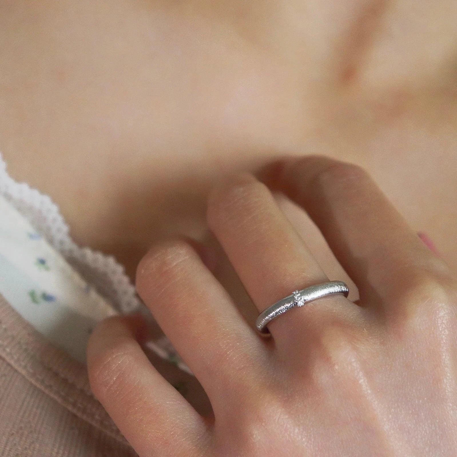 Minimalist Brushed Silver Ring