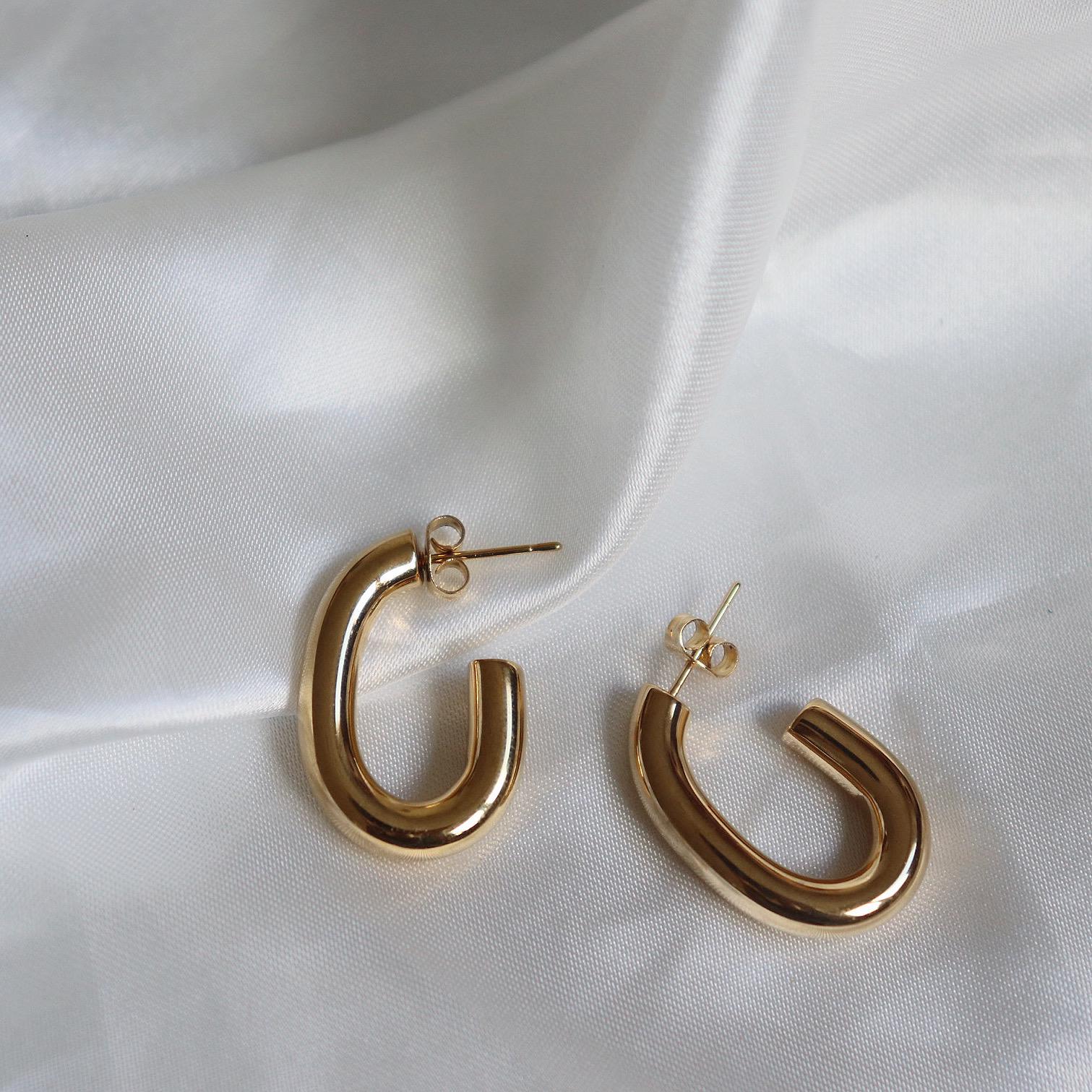 Abstract Oval Hoop Earrings