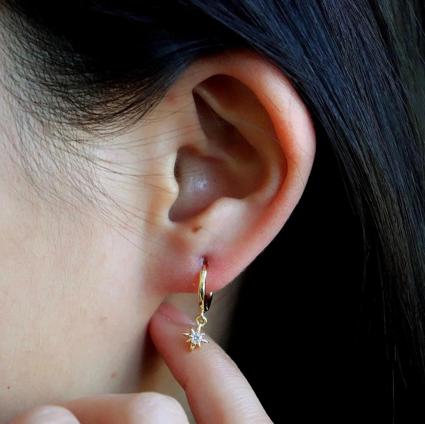Dainty Star Hoop Earring