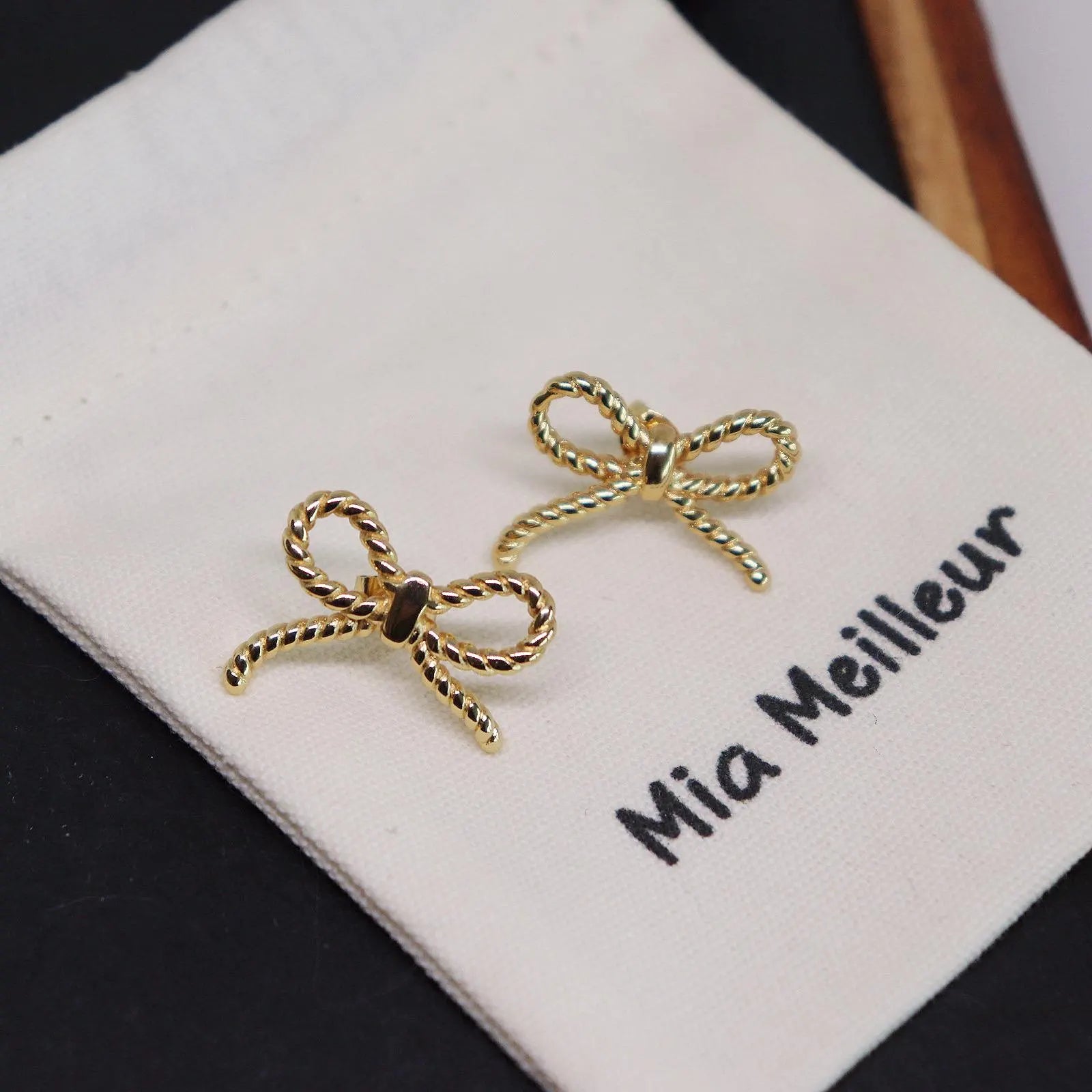 Twisted Ribbon Bow Stud Earrings