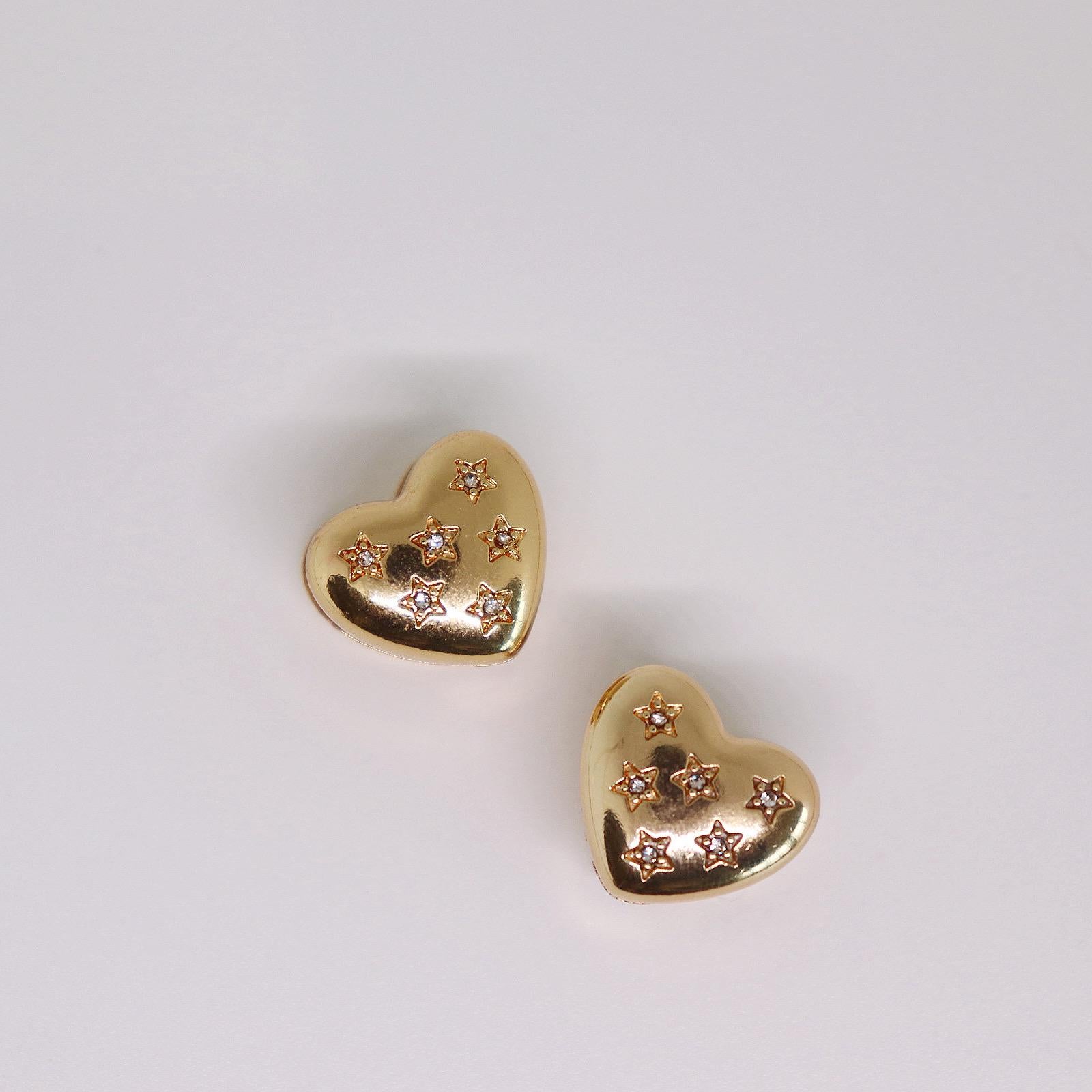 Chunky Star Heart Clip On Earrings