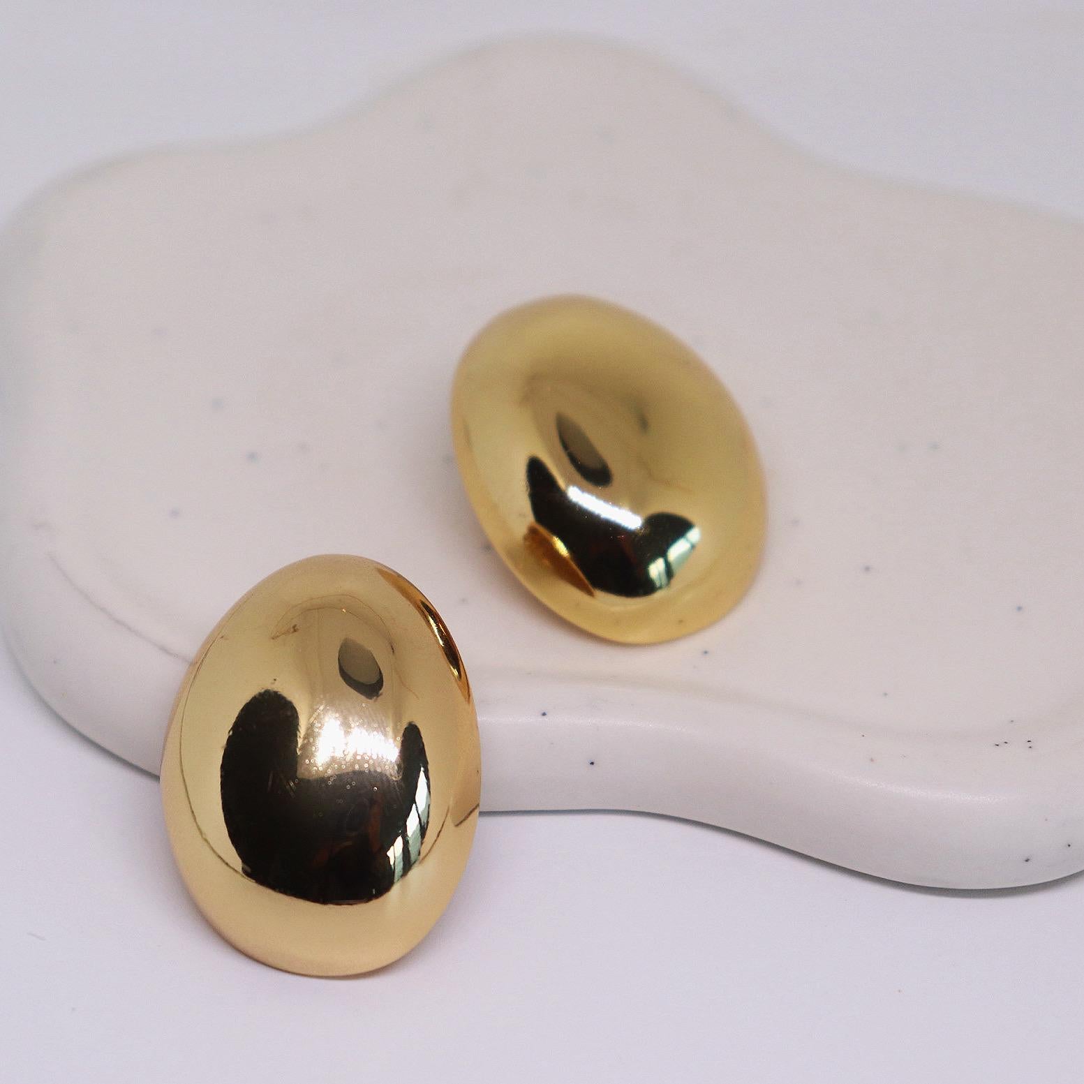 Gold Dome Button Earrings
