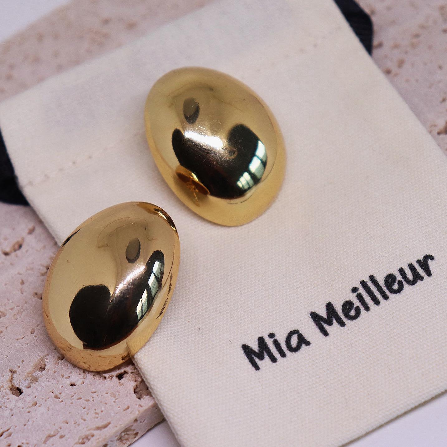 Gold Dome Button Earrings