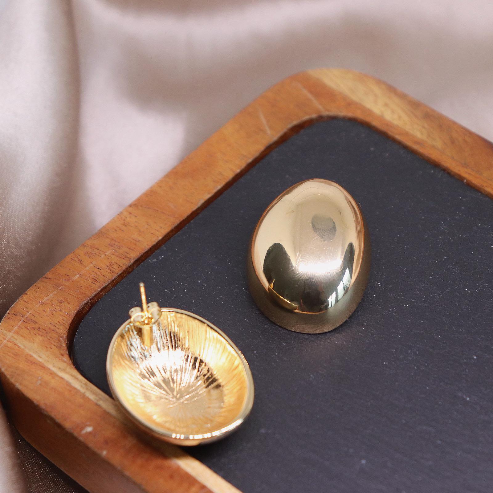 Gold Dome Button Earrings