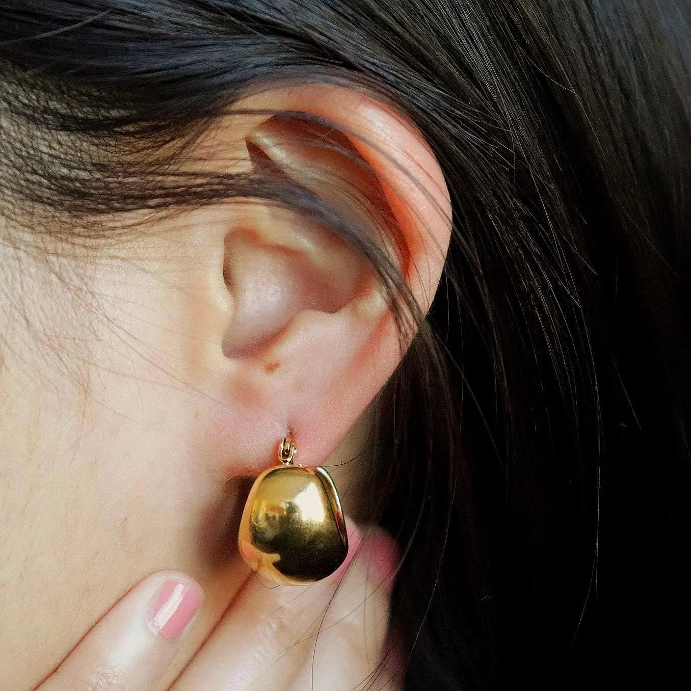 Dome Gold Hoop Earrings