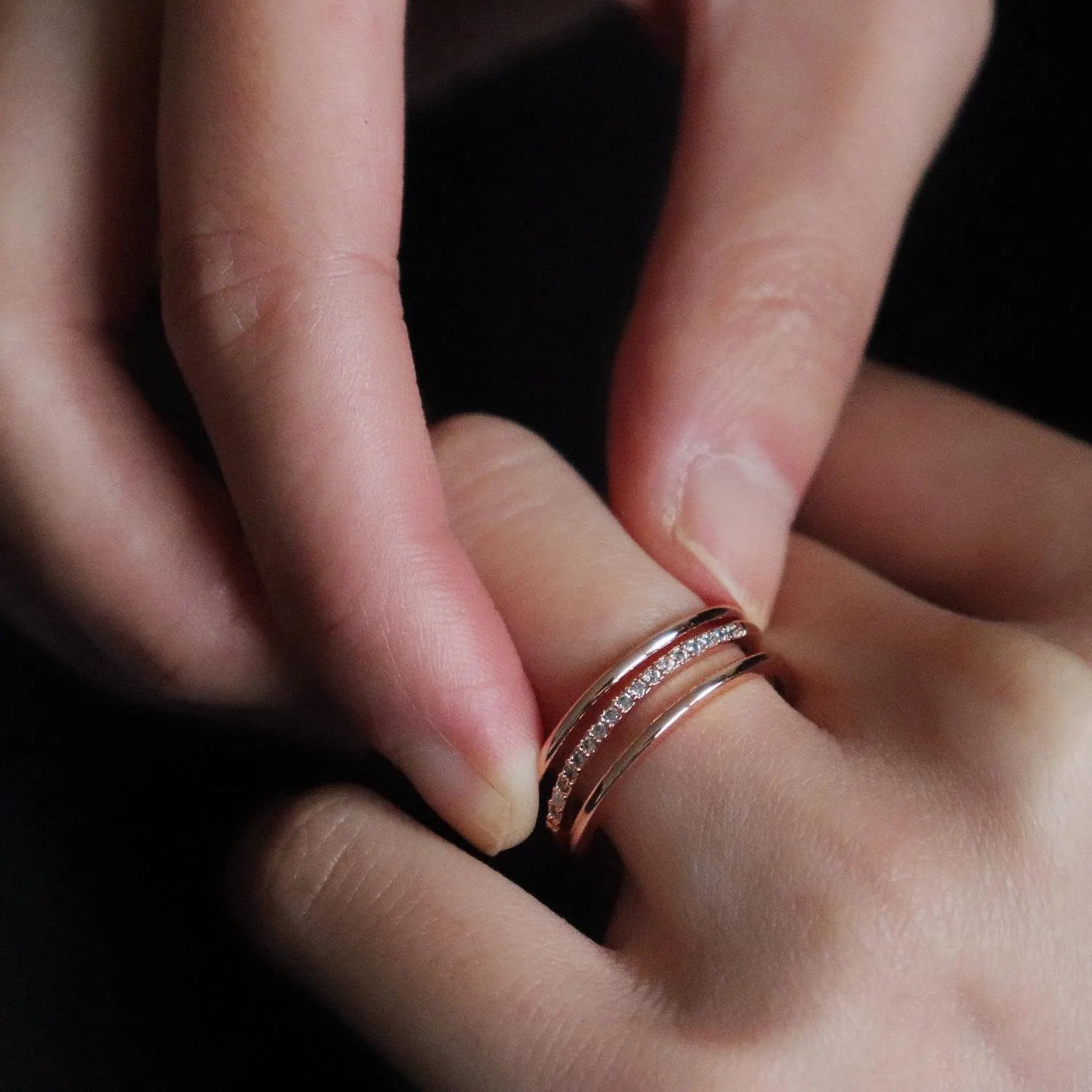 Triple Band Half Eternity Diamond Ring