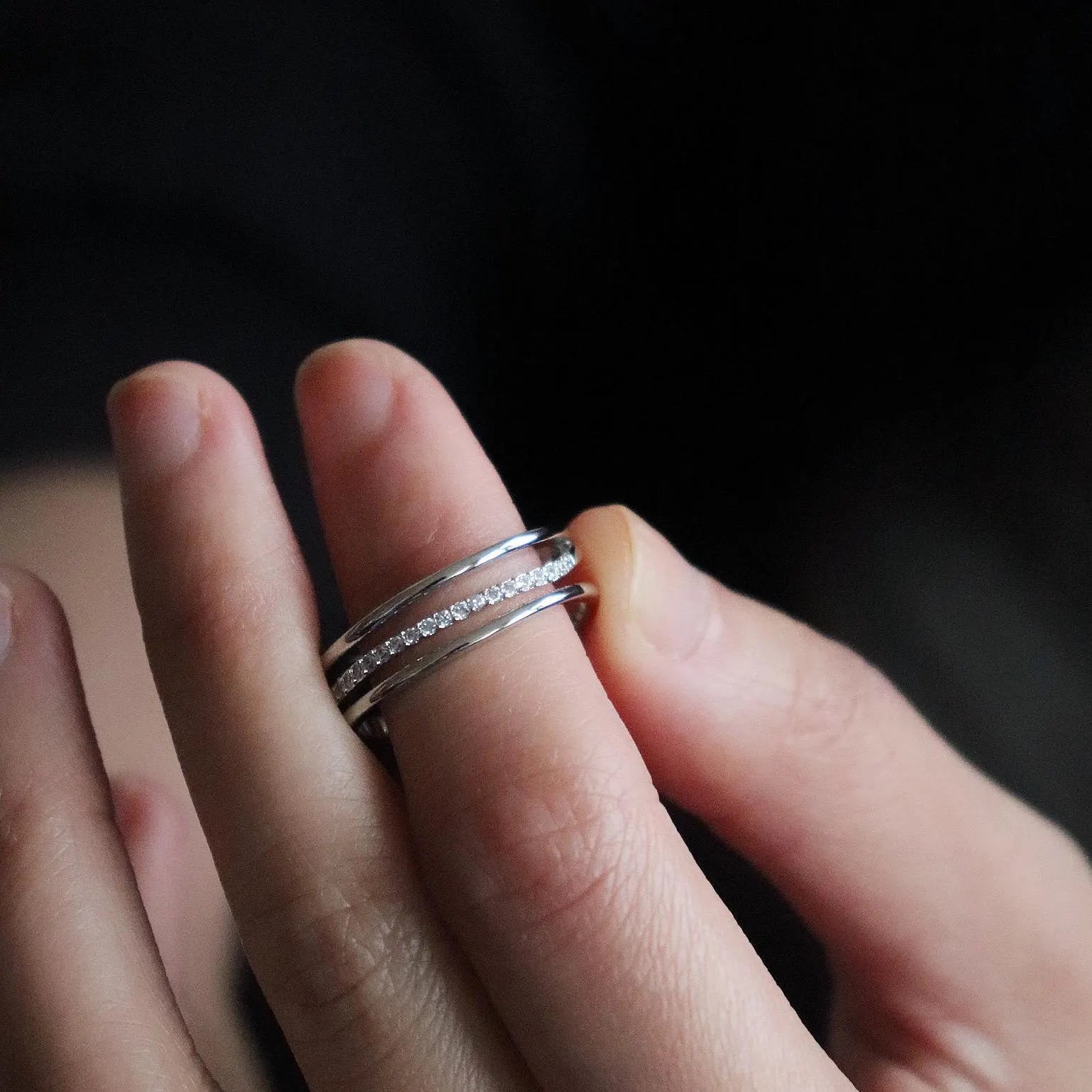 Triple Band Half Eternity Diamond Ring