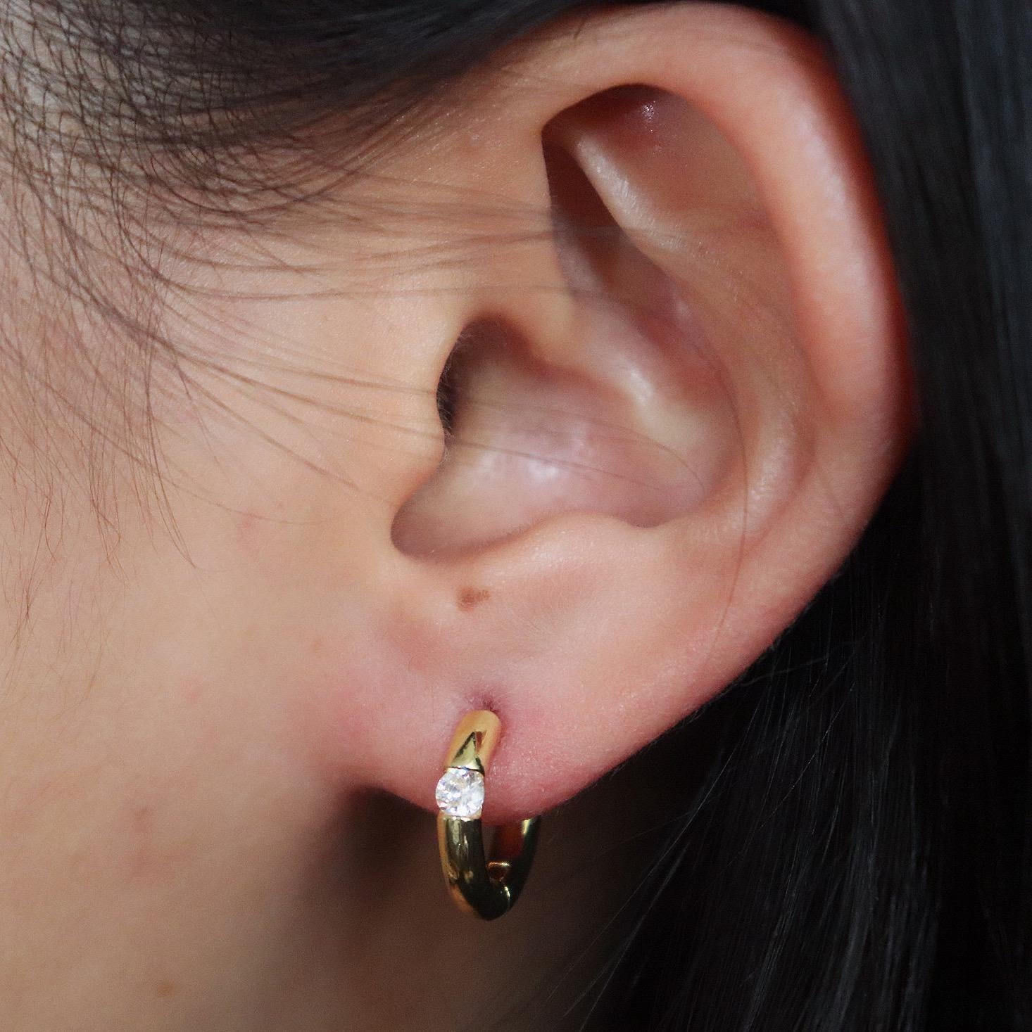 Dainty Diamond Huggie Hoop Earrings